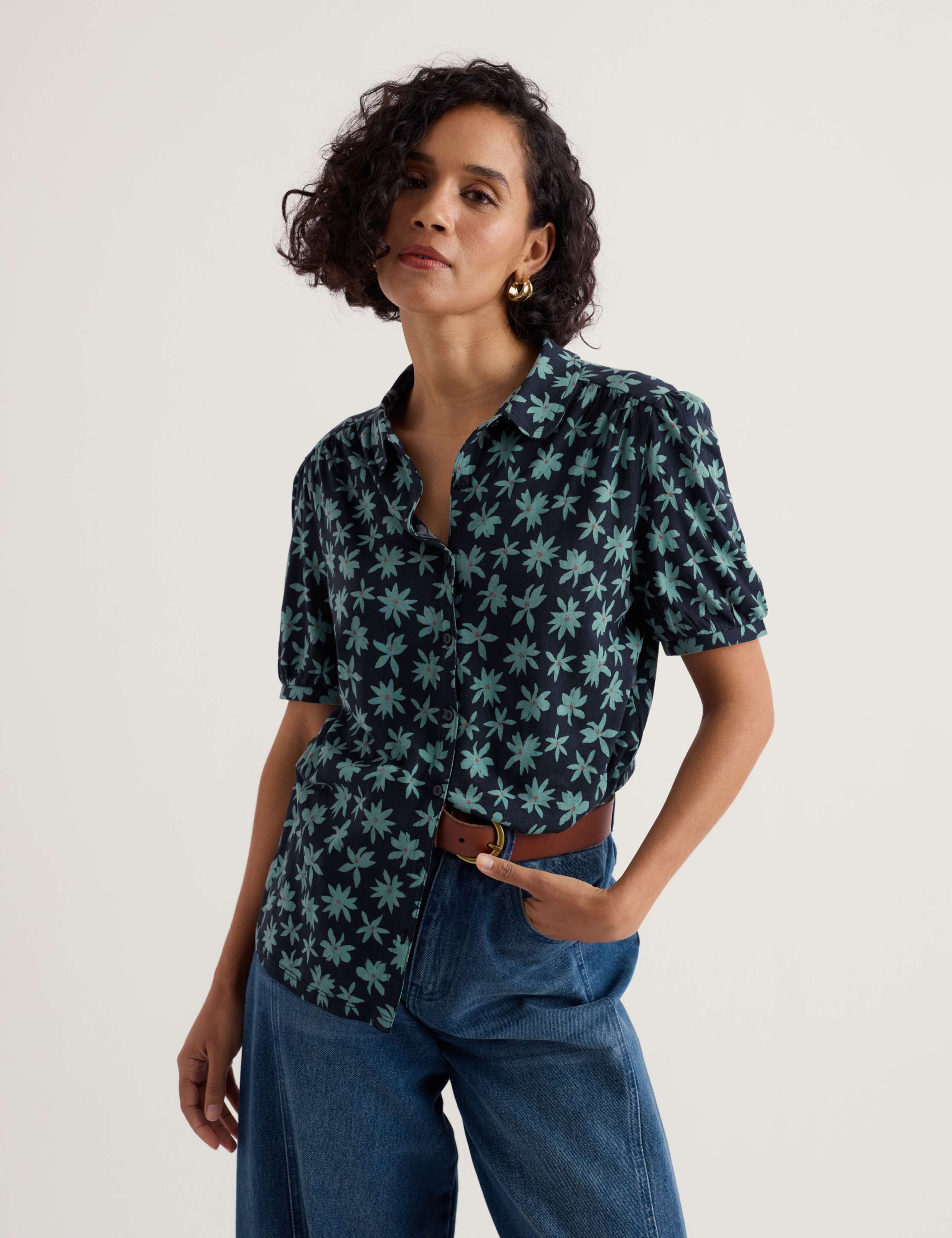 Cotton Rich Floral Collared Shirt 3 of 5