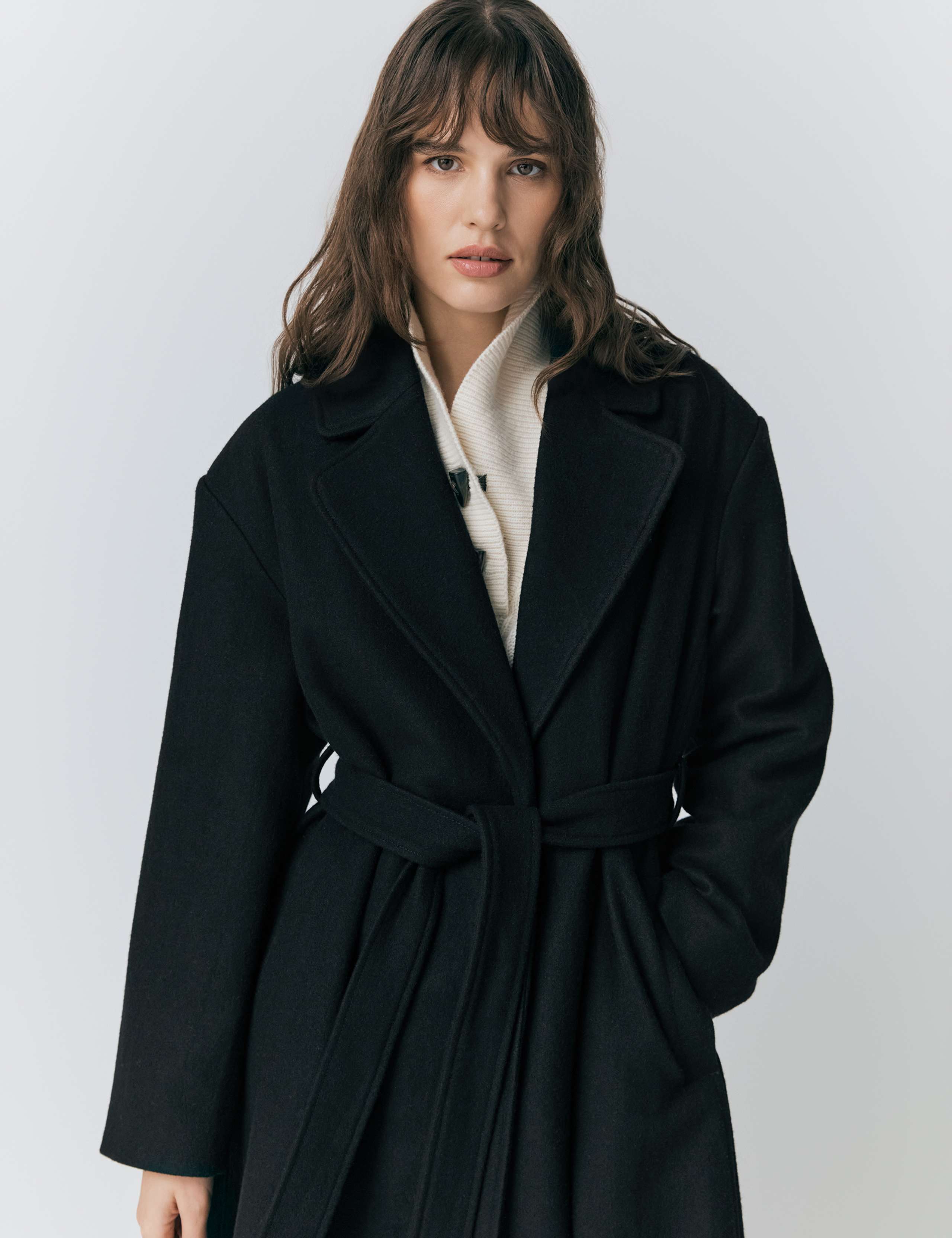 Wool Rich Belted Notch Neck Wrap Coat 5 of 6