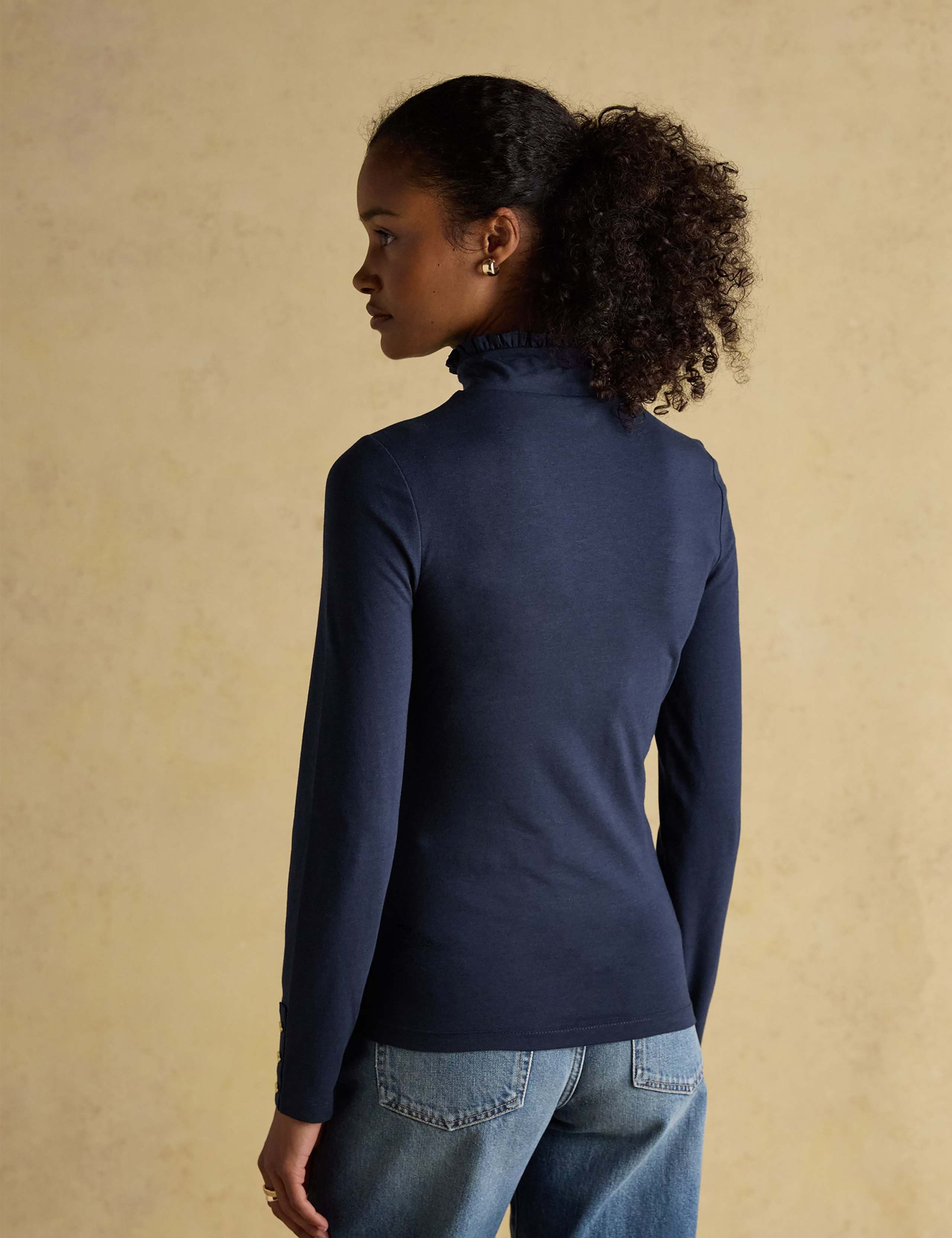 Frill Neck Button Detail Top 4 of 7