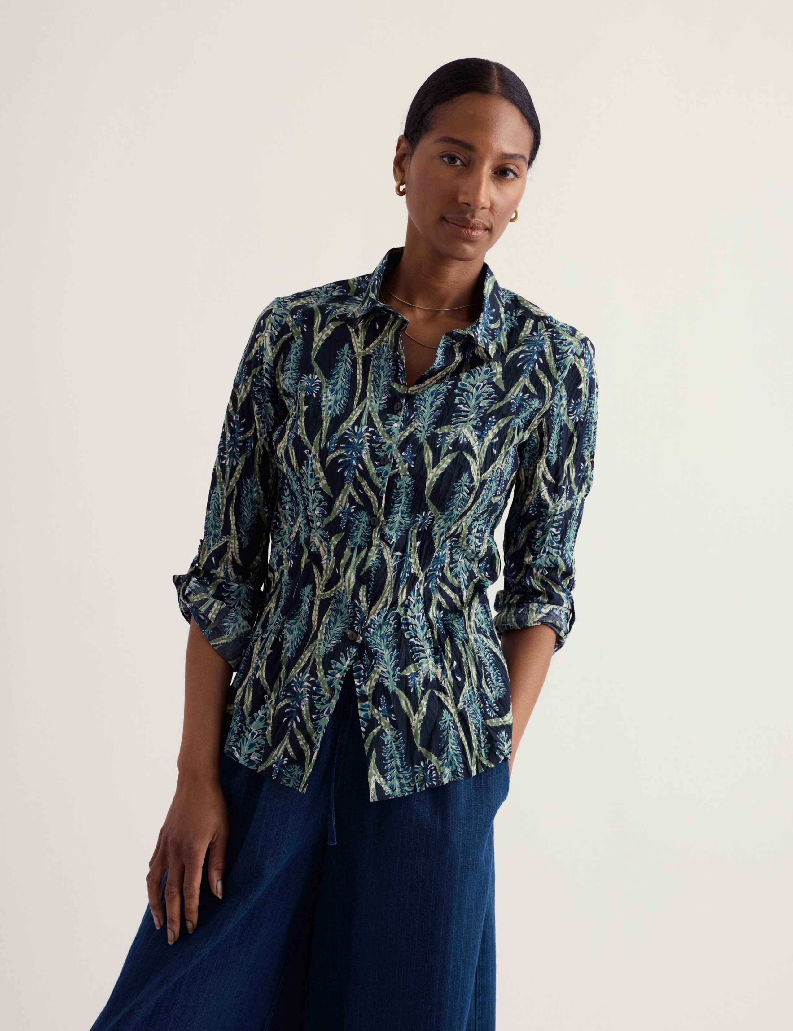 Pure Cotton Floral Crinkle Shirt 3 of 5