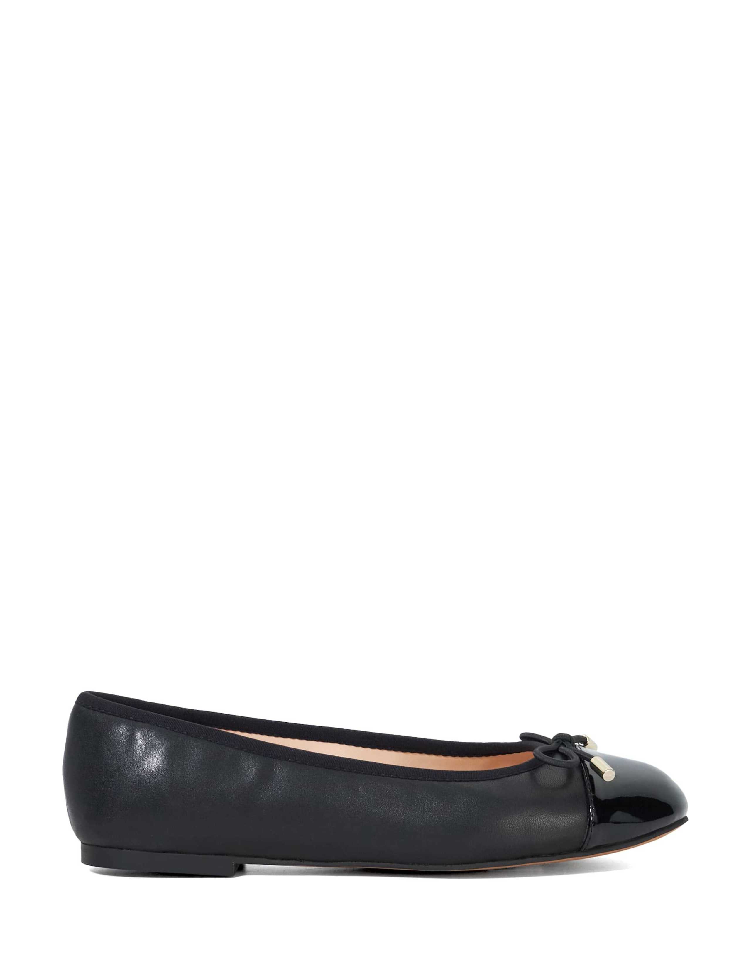 Wide Fit Leather Bow Ballet Pumps 1 of 6