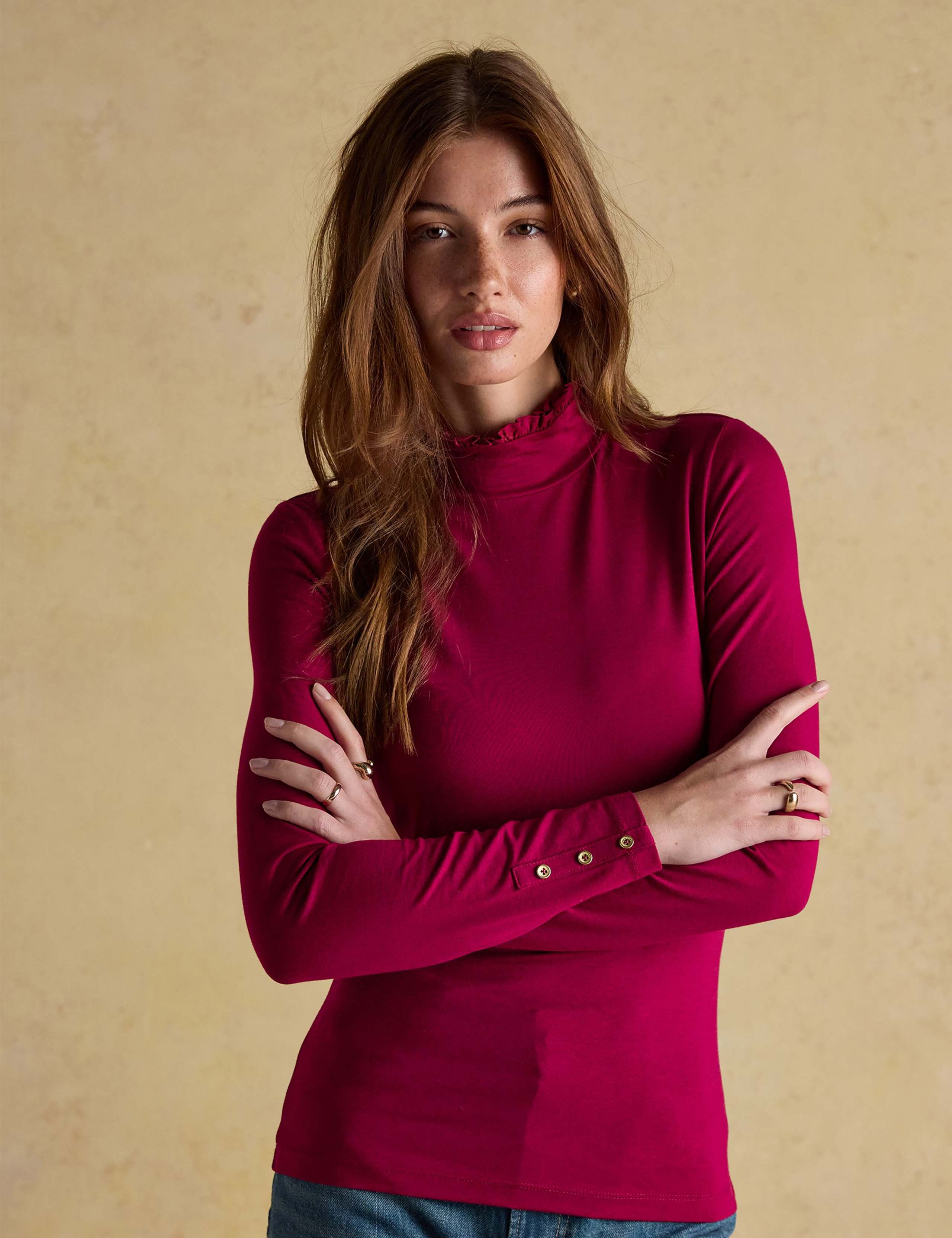 2pk Cotton Blend Jersey Frill Detail Tops 4 of 5