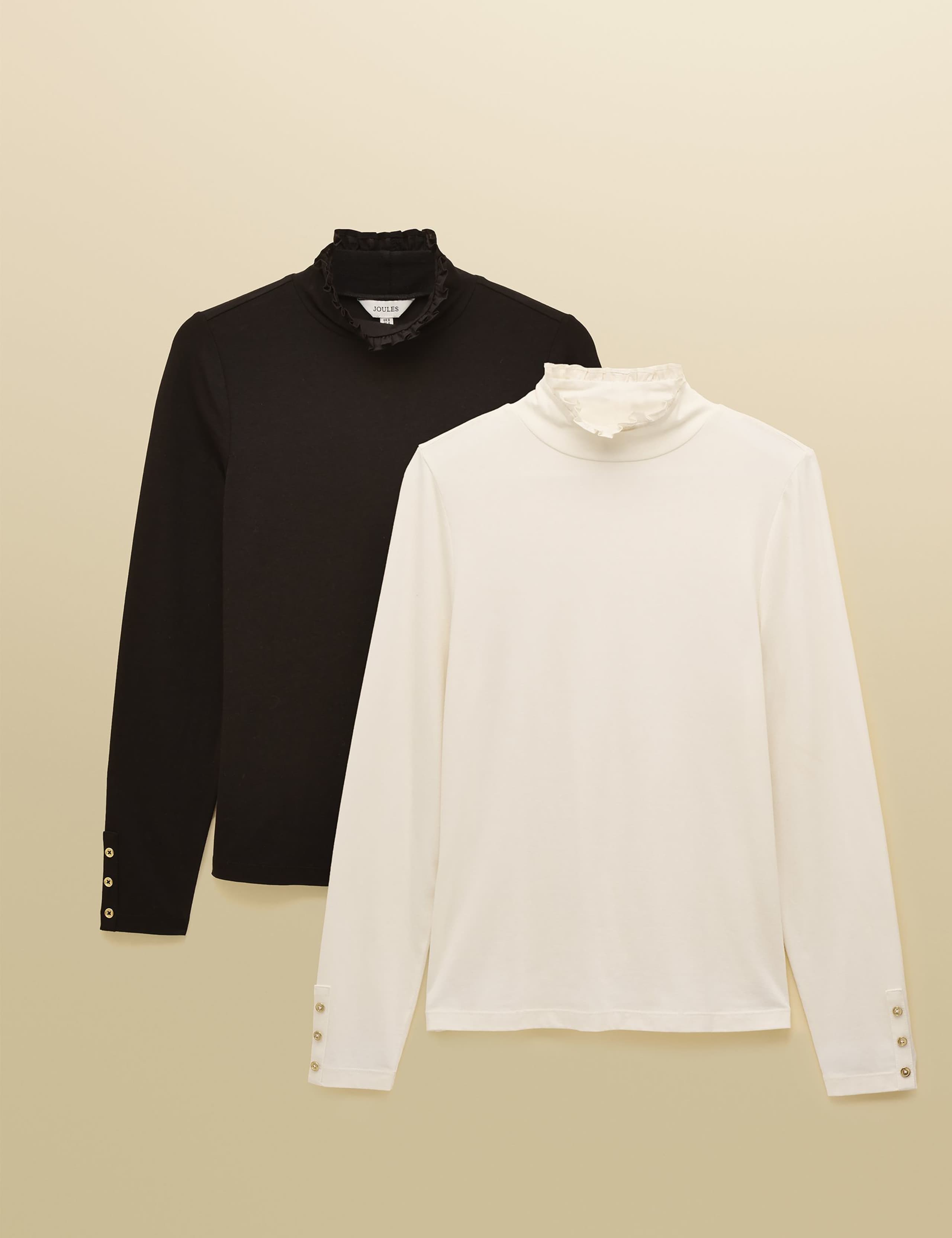 2pk Cotton Blend Jersey Frill Detail Tops 1 of 5