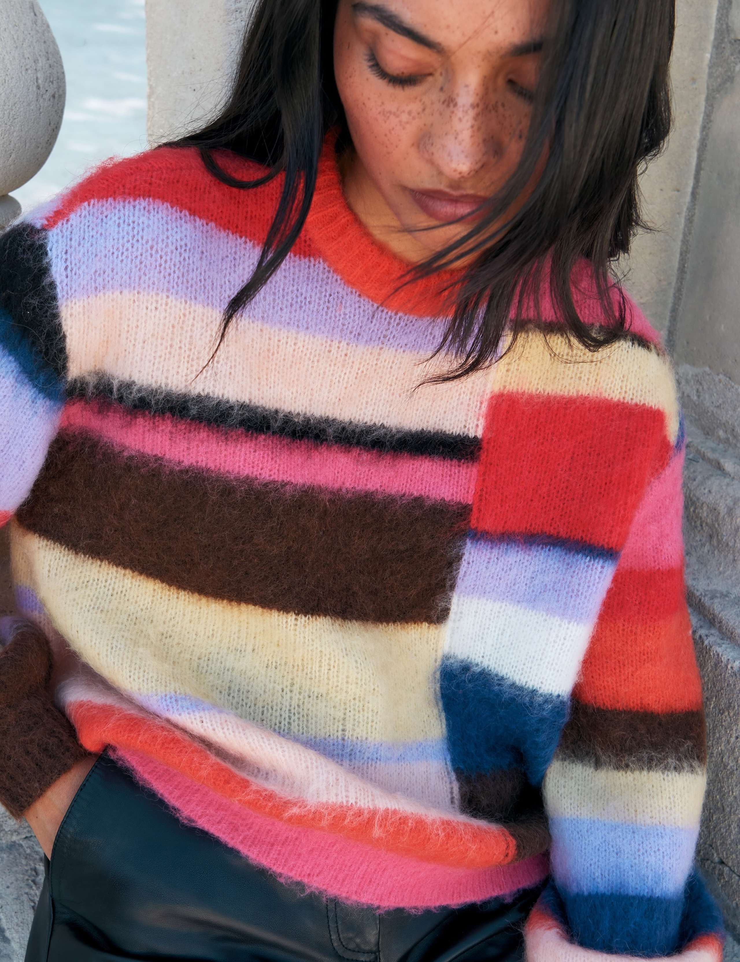 Wool Blend Colour Block Jumper with Mohair 2 of 3