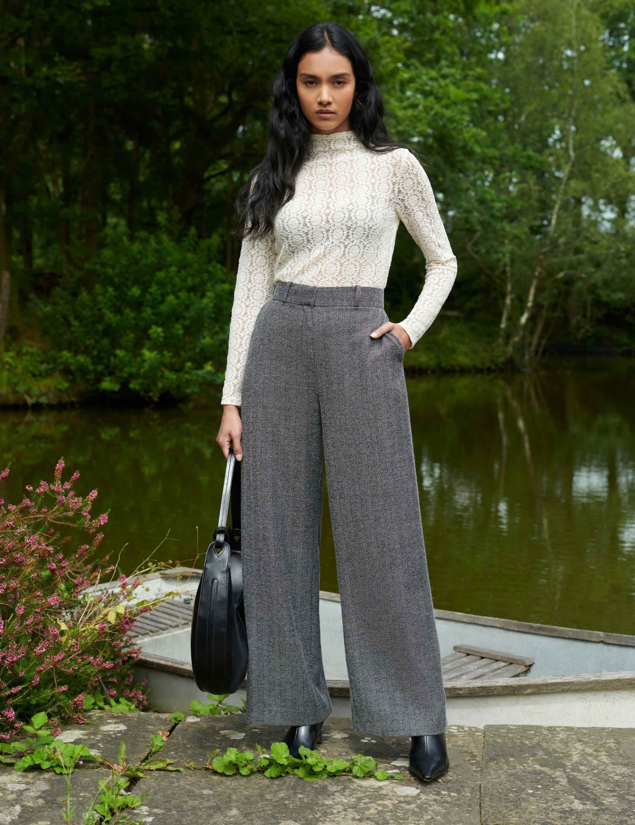 Lace High Neck Slim Fit Top 3 of 6