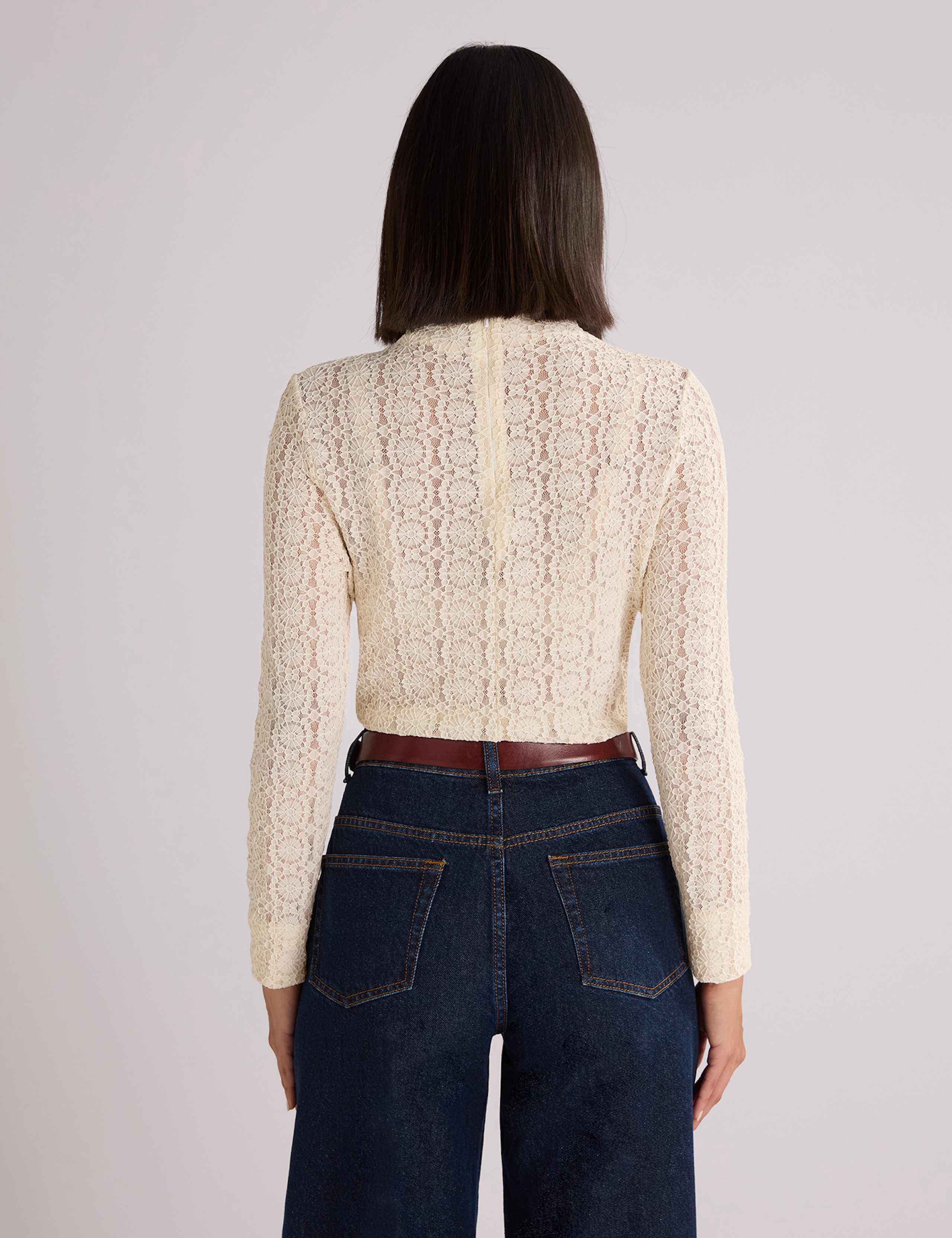 Lace High Neck Slim Fit Top 6 of 6