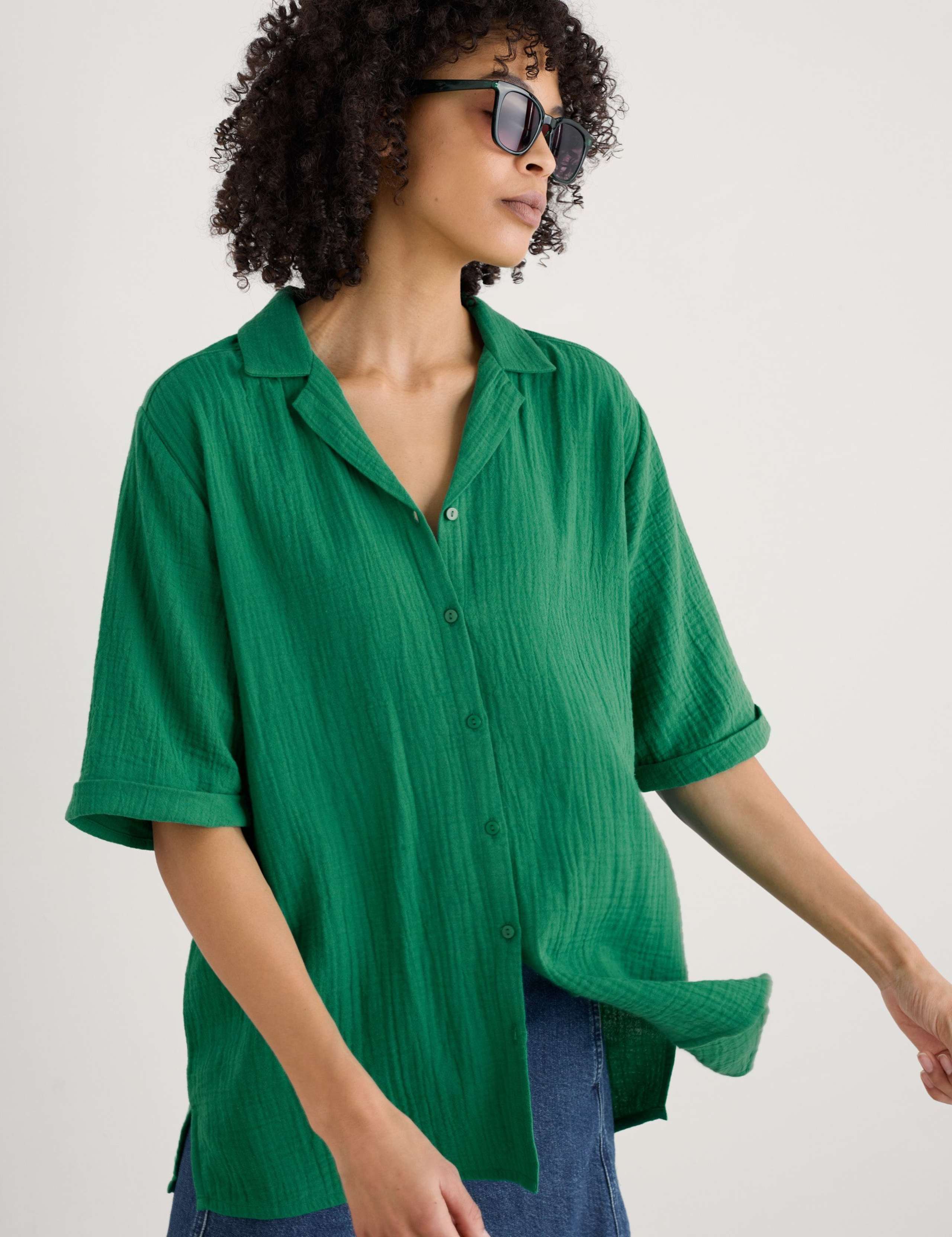 Pure Cotton Textured Collared Relaxed Shirt 3 of 5