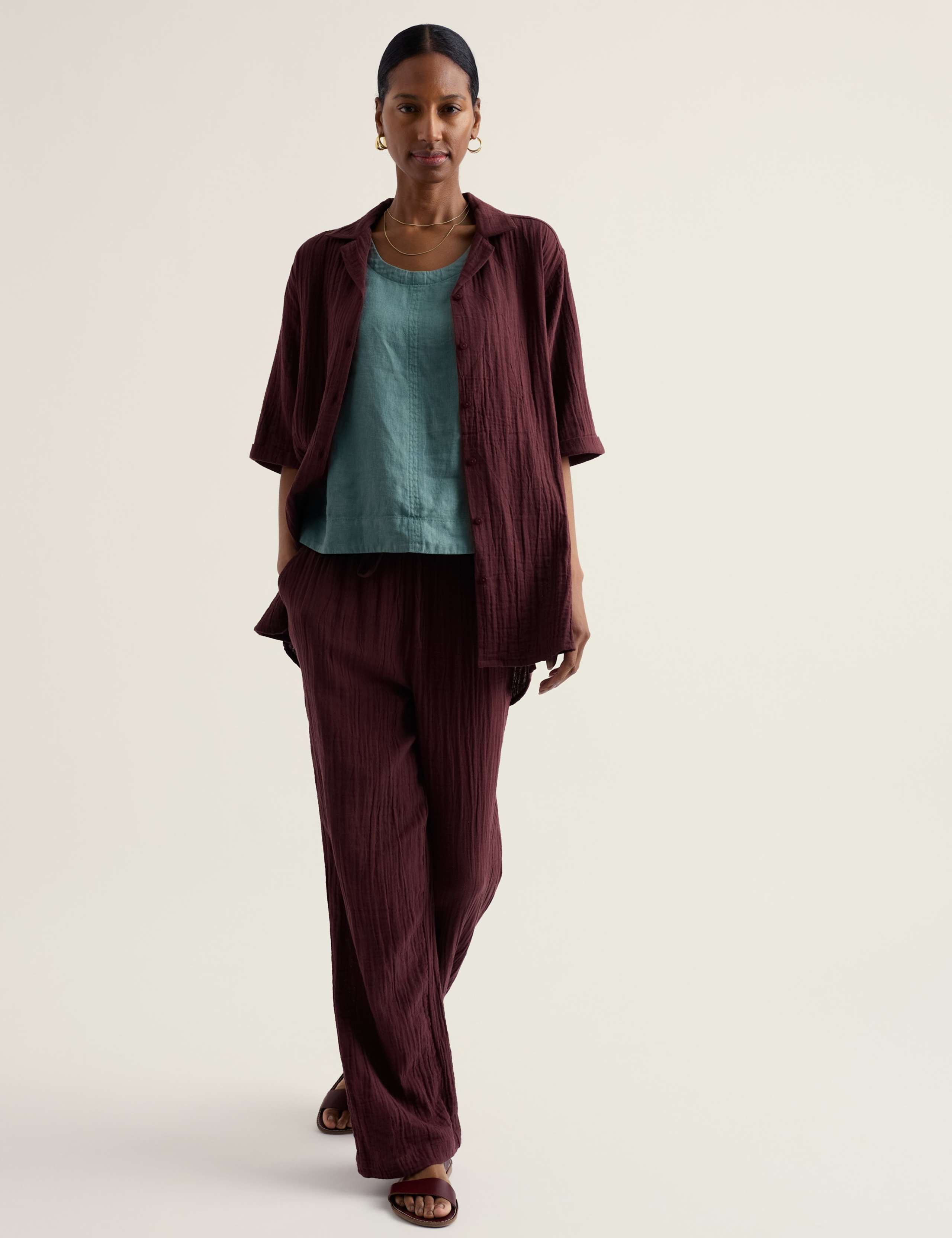 Pure Cotton Textured Collared Relaxed Shirt 3 of 5