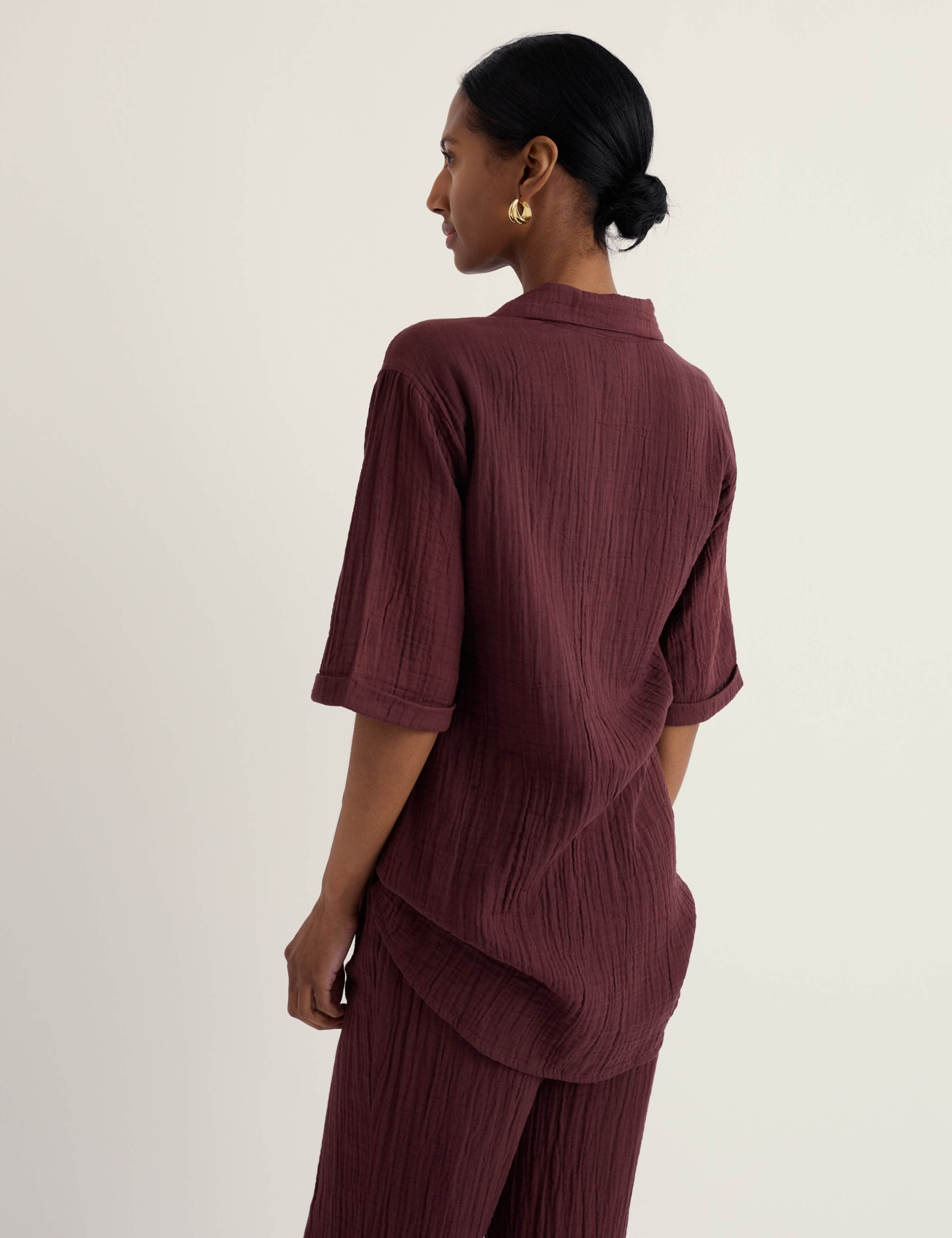 Pure Cotton Textured Collared Relaxed Shirt 4 of 5