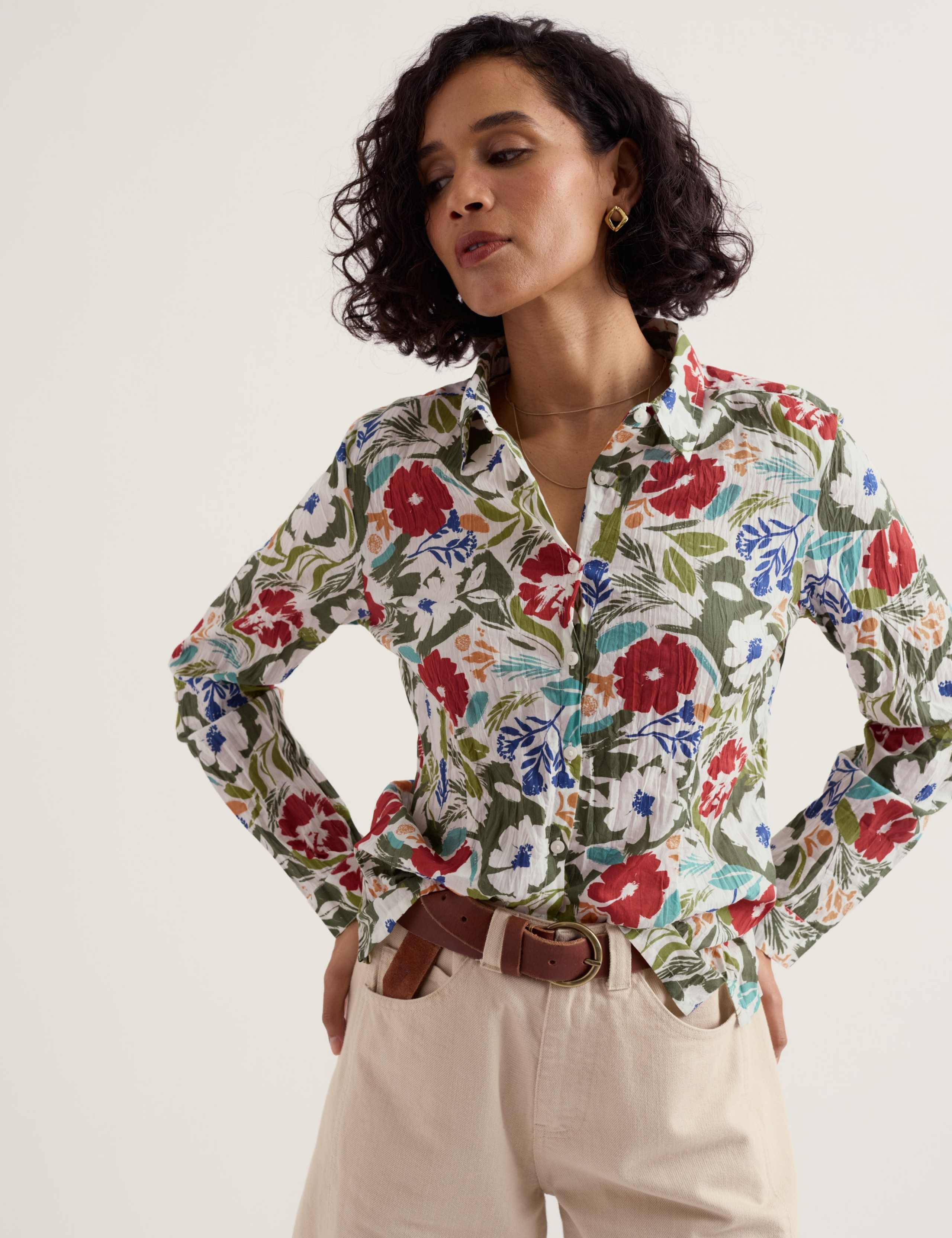 Pure Cotton Floral Crinkle Shirt 3 of 6