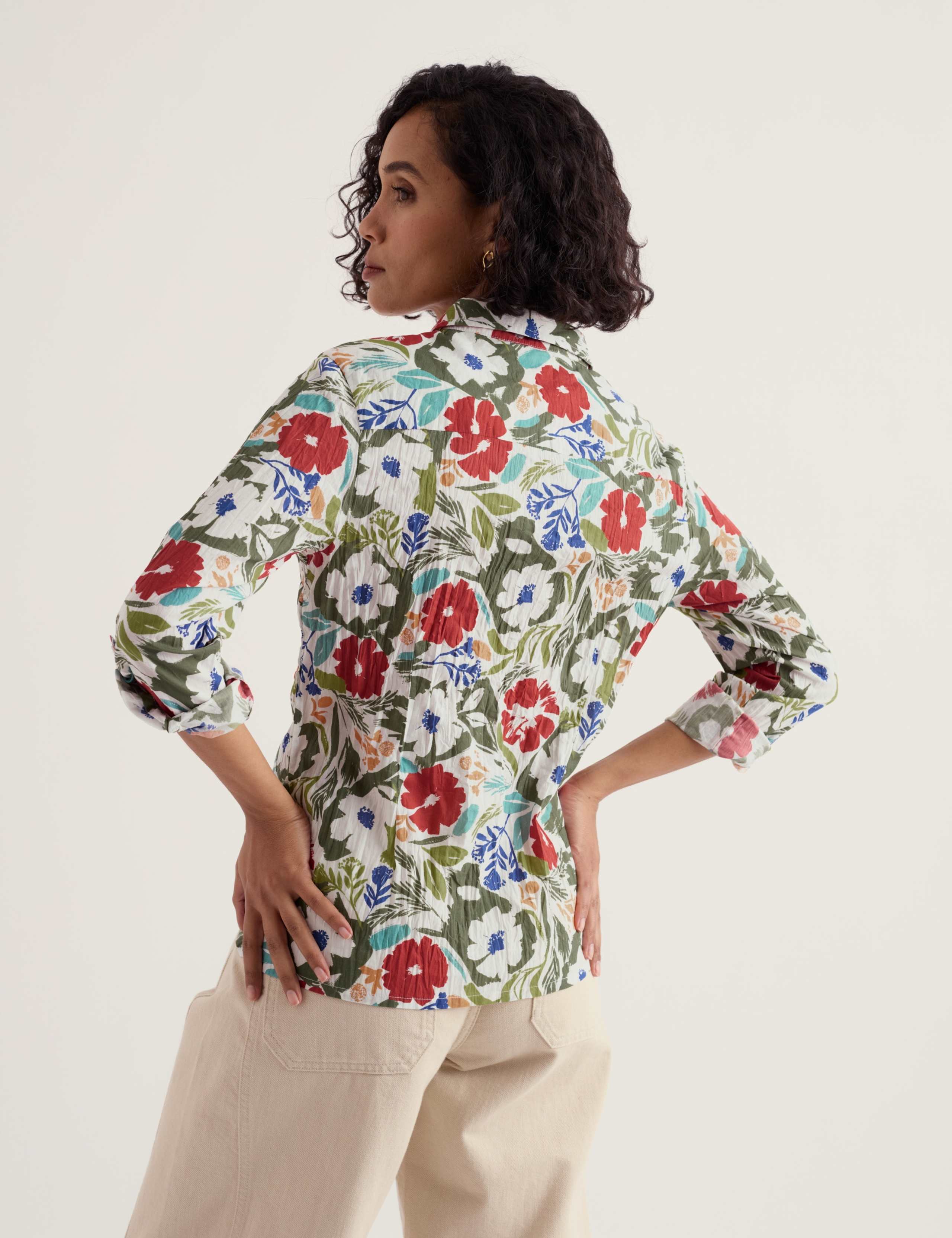 Pure Cotton Floral Crinkle Shirt 4 of 6