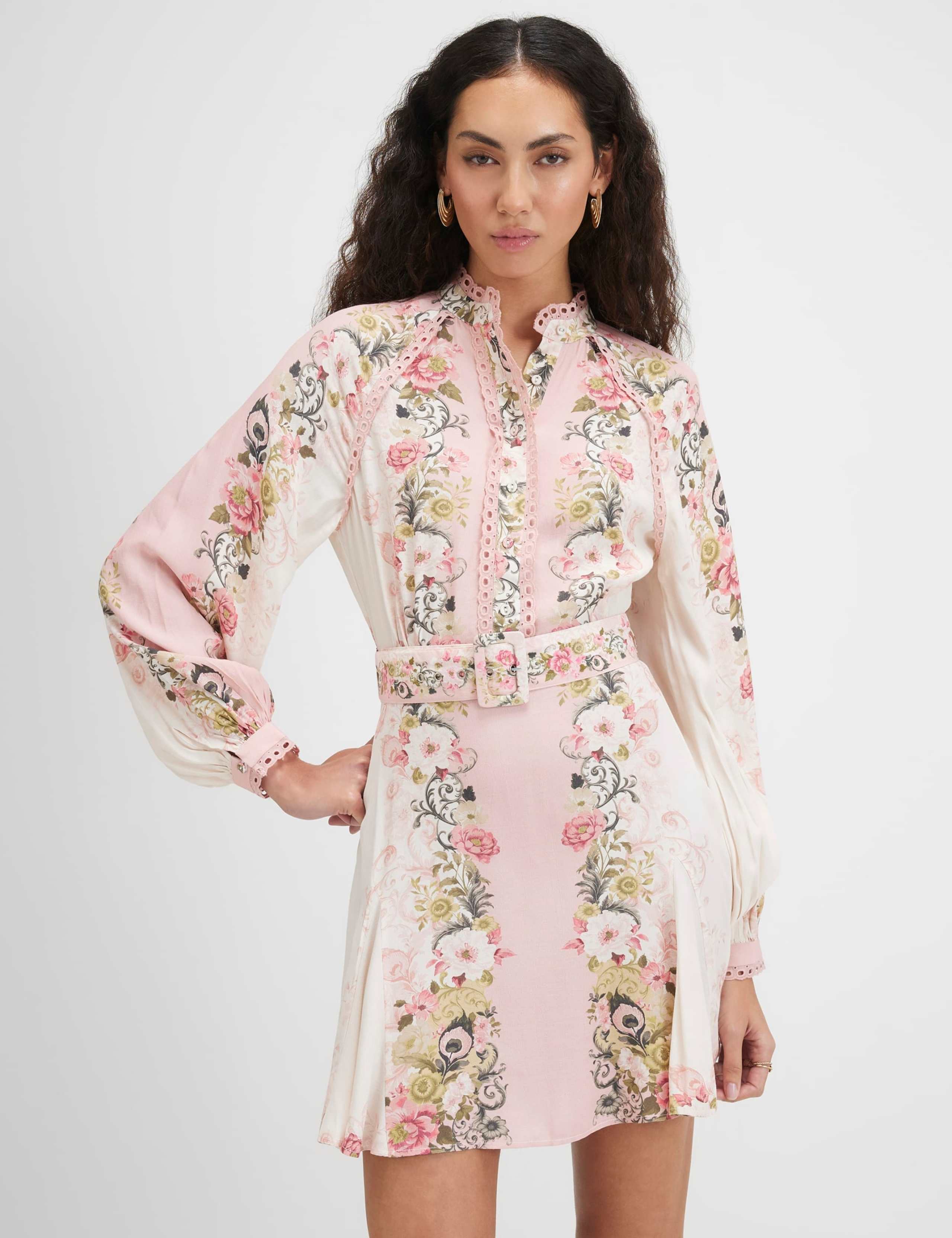 Floral Mini Shirt Dress 1 of 4