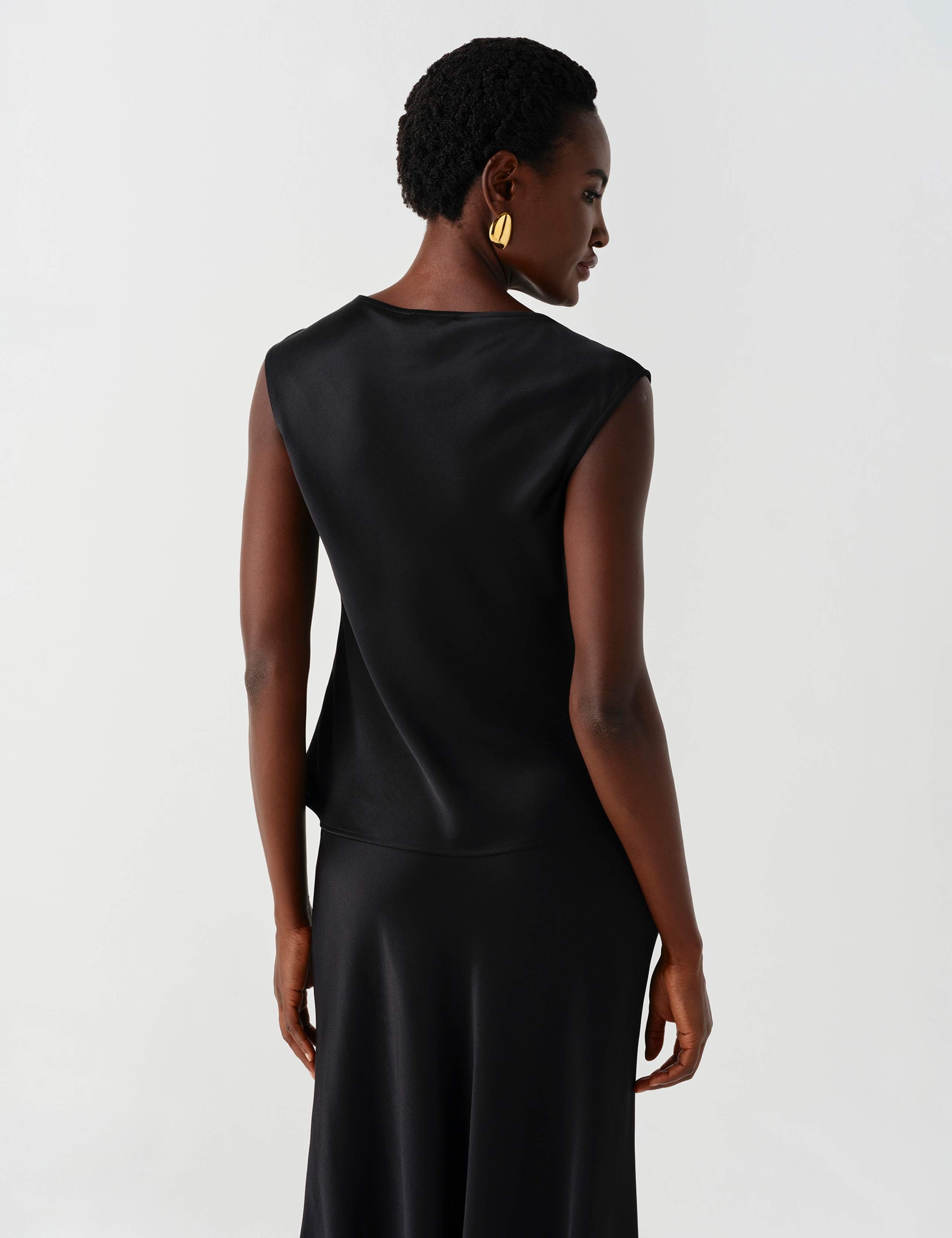 Satin Cowl Neck Cap Sleeve Top 4 of 12