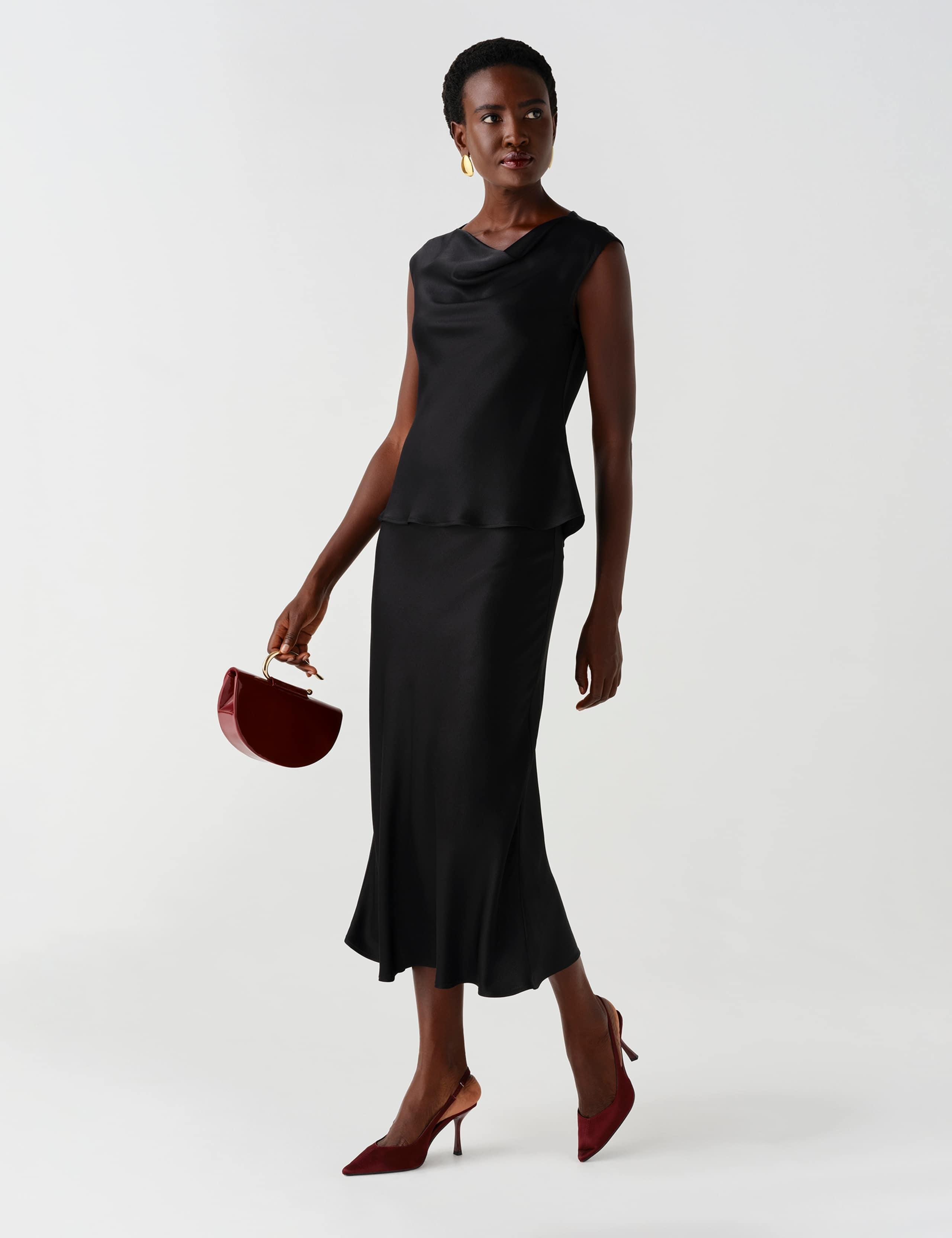 Satin Cowl Neck Cap Sleeve Top 5 of 12