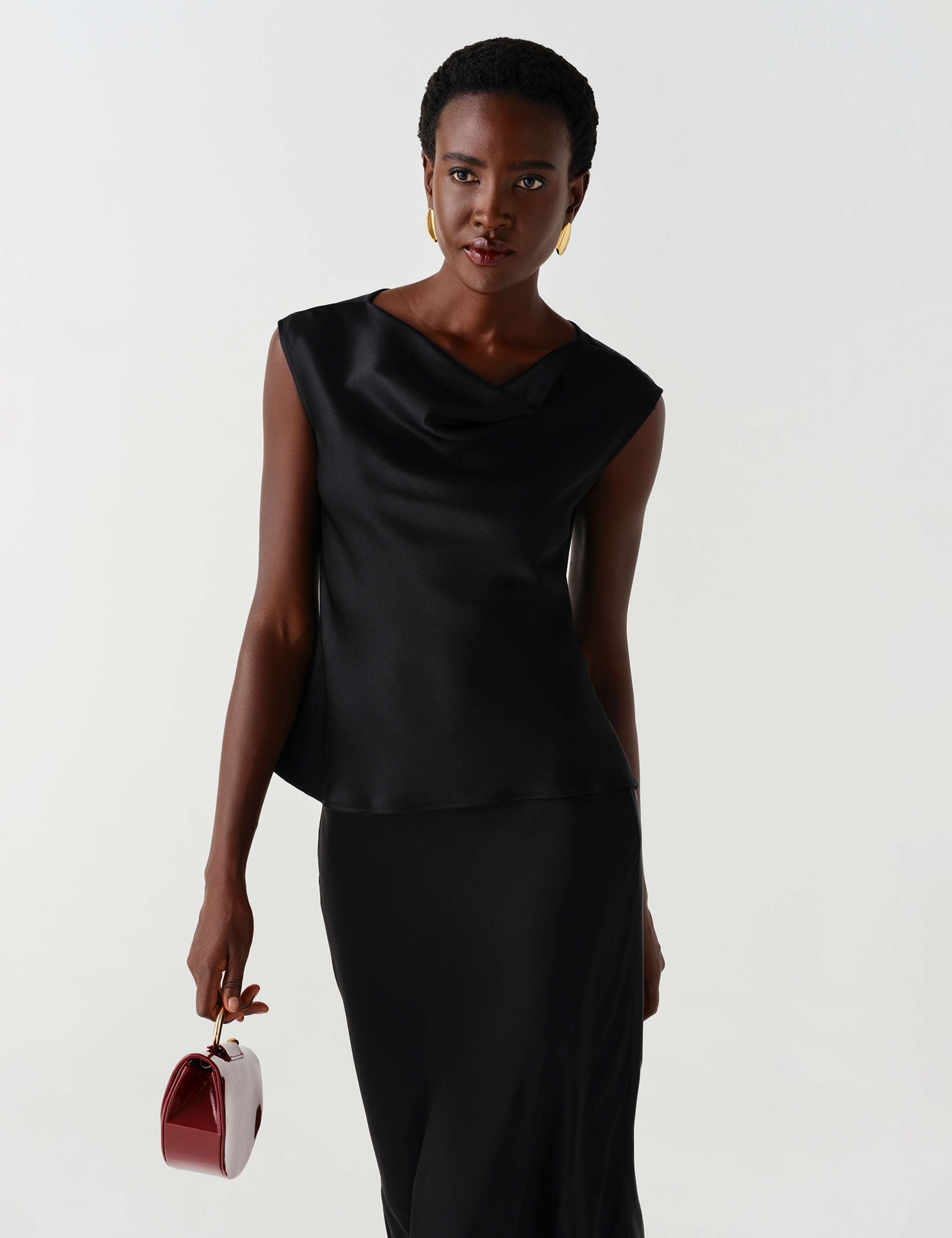 Satin Cowl Neck Cap Sleeve Top 10 of 12