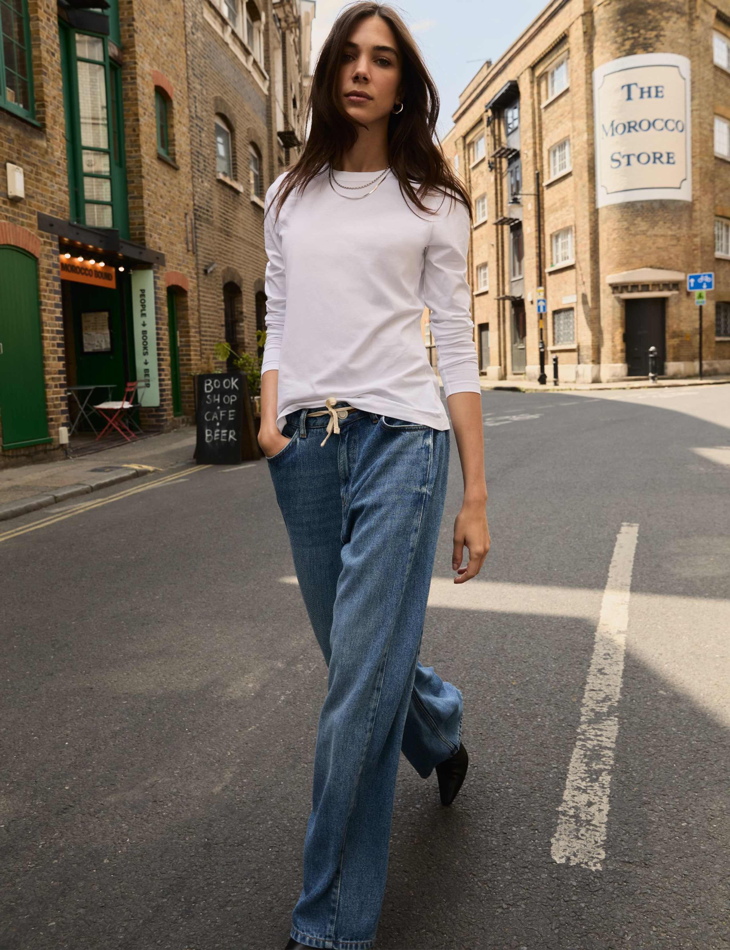 Pure Lyocell Tie Front Wide Leg Jeans 3 of 5