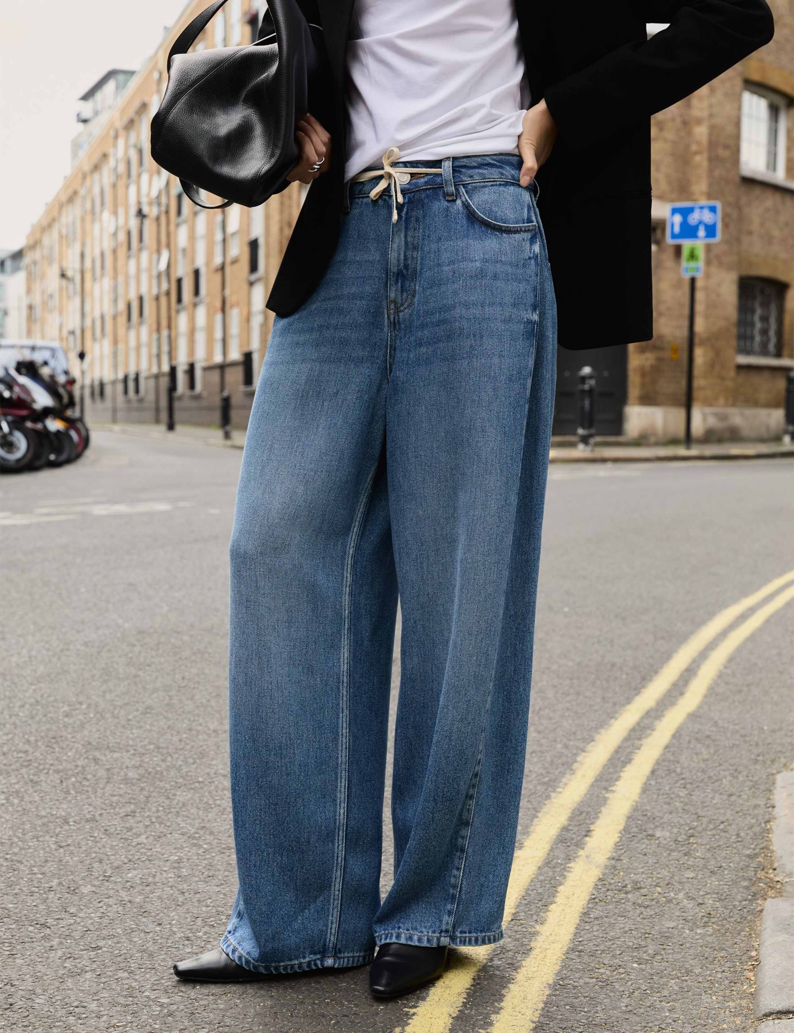 Pure Lyocell Tie Front Wide Leg Jeans 4 of 5