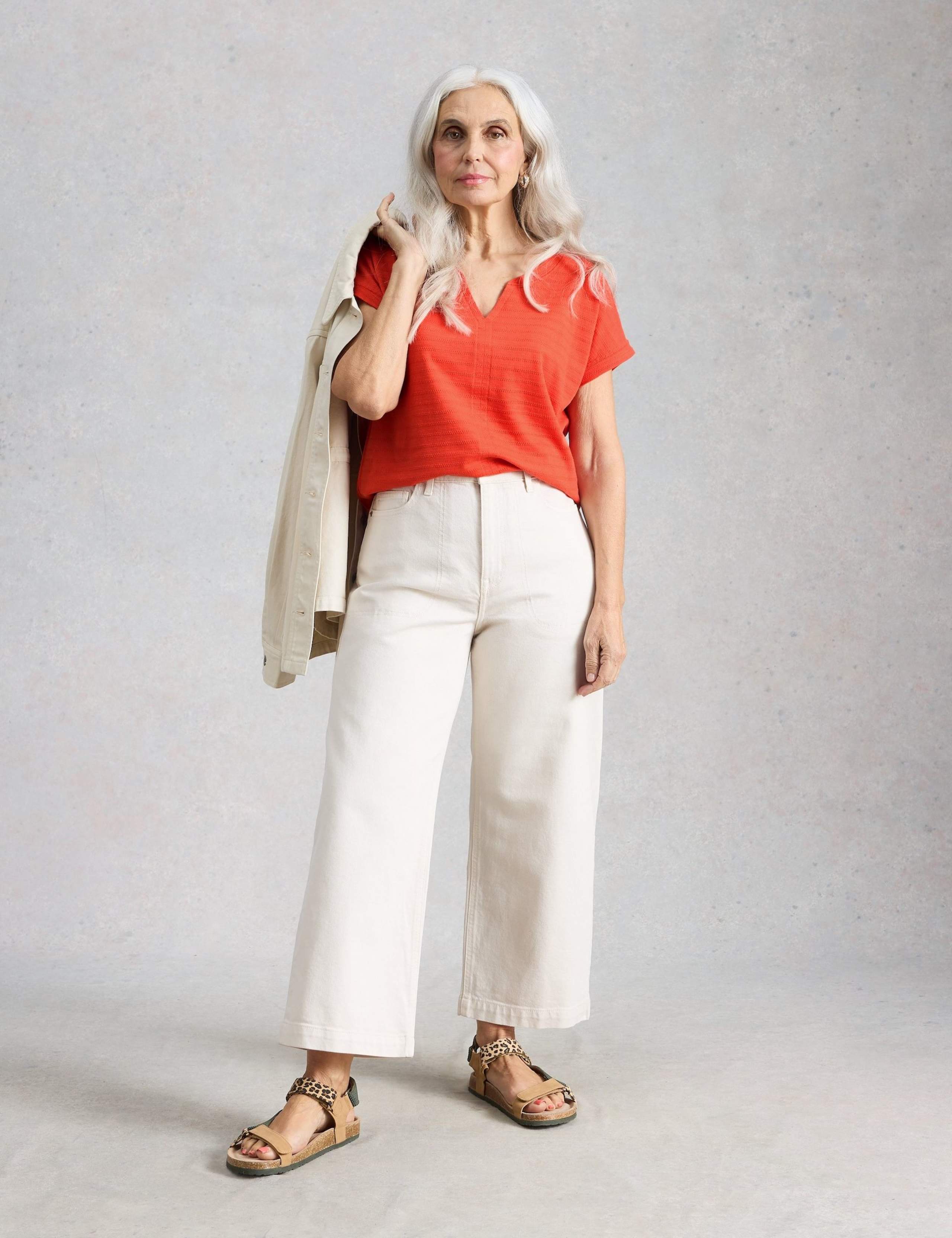 Pure Cotton Textured Notch Neck T-Shirt 1 of 6