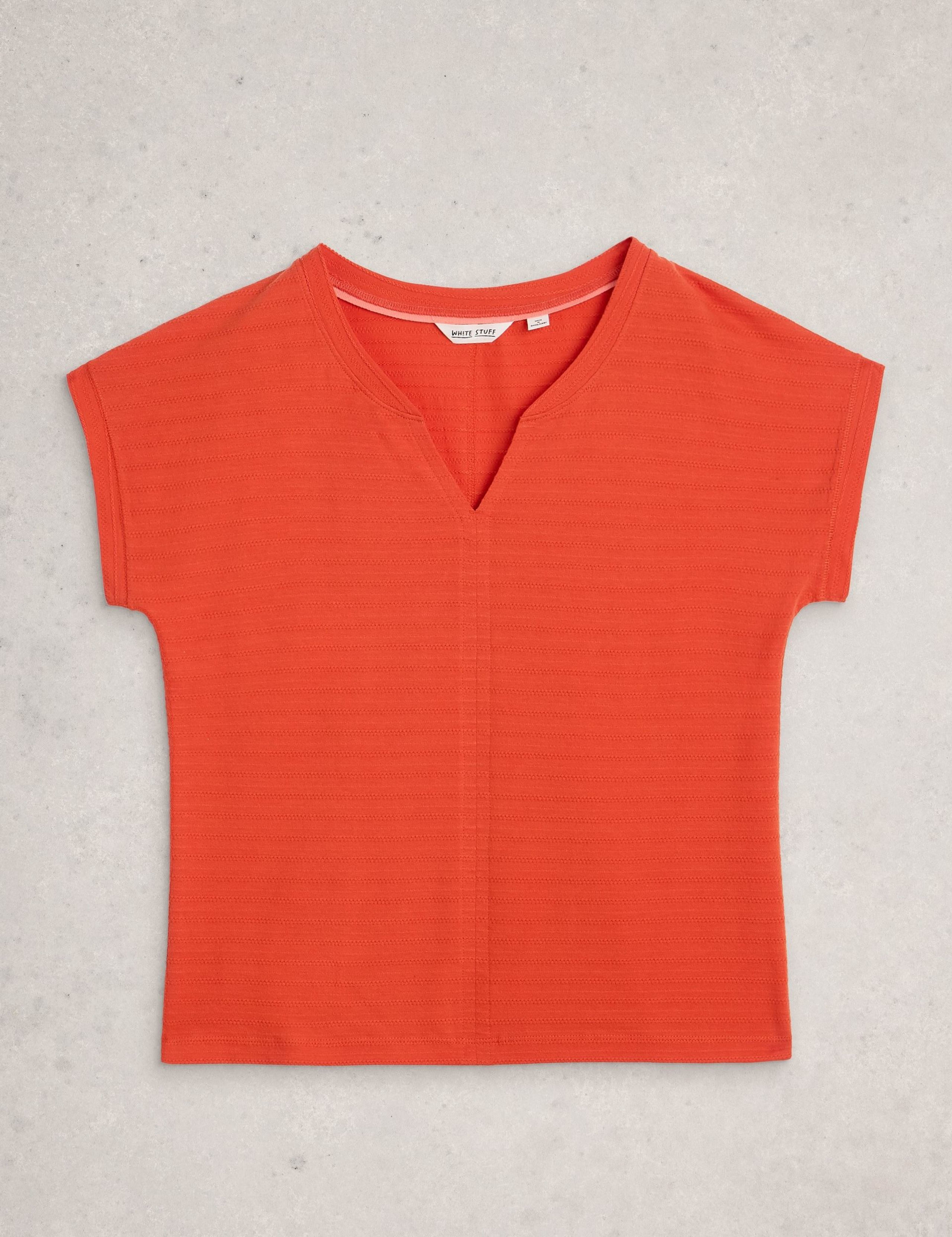 Pure Cotton Textured Notch Neck T-Shirt 2 of 6