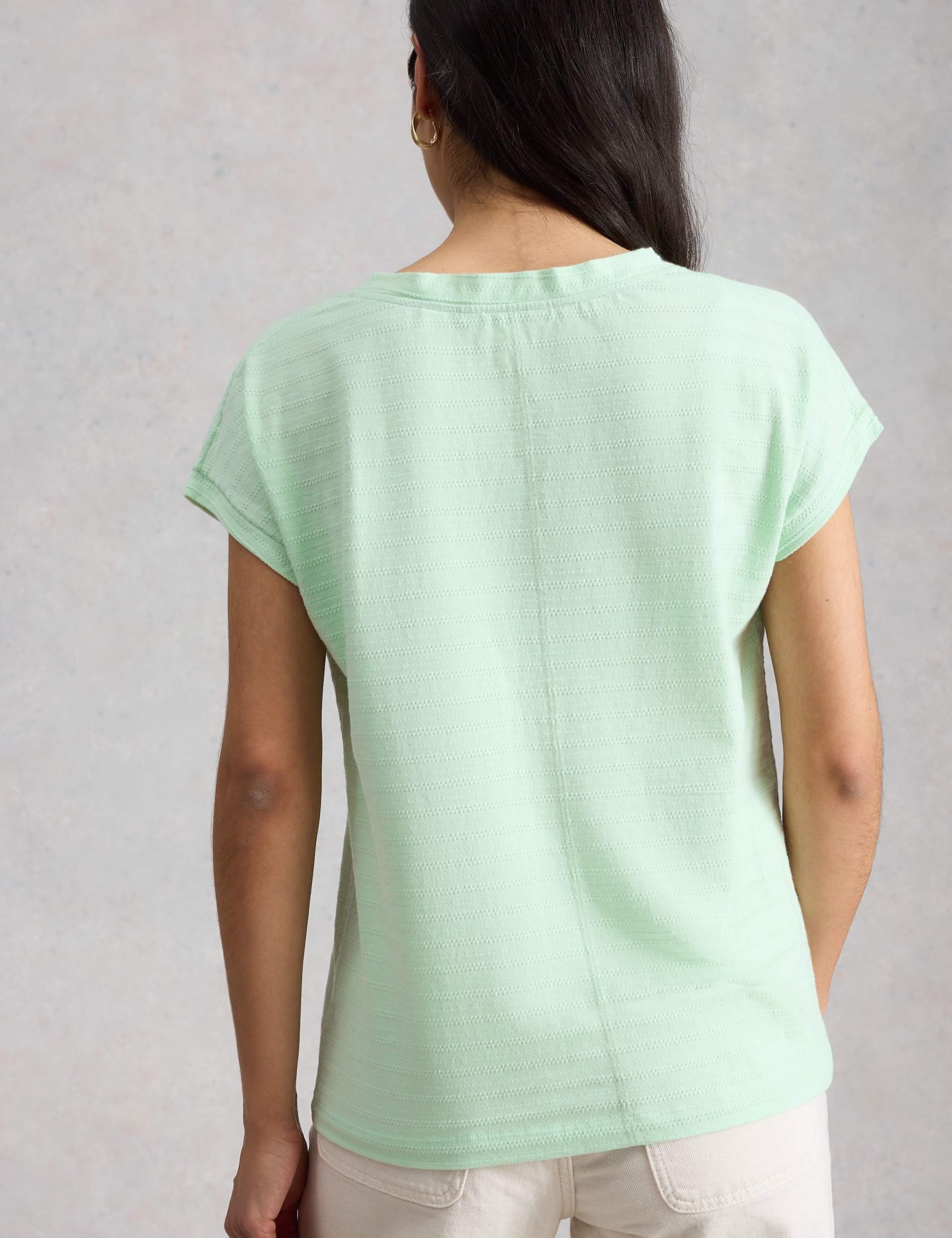 Pure Cotton Textured Notch Neck T-Shirt 3 of 6