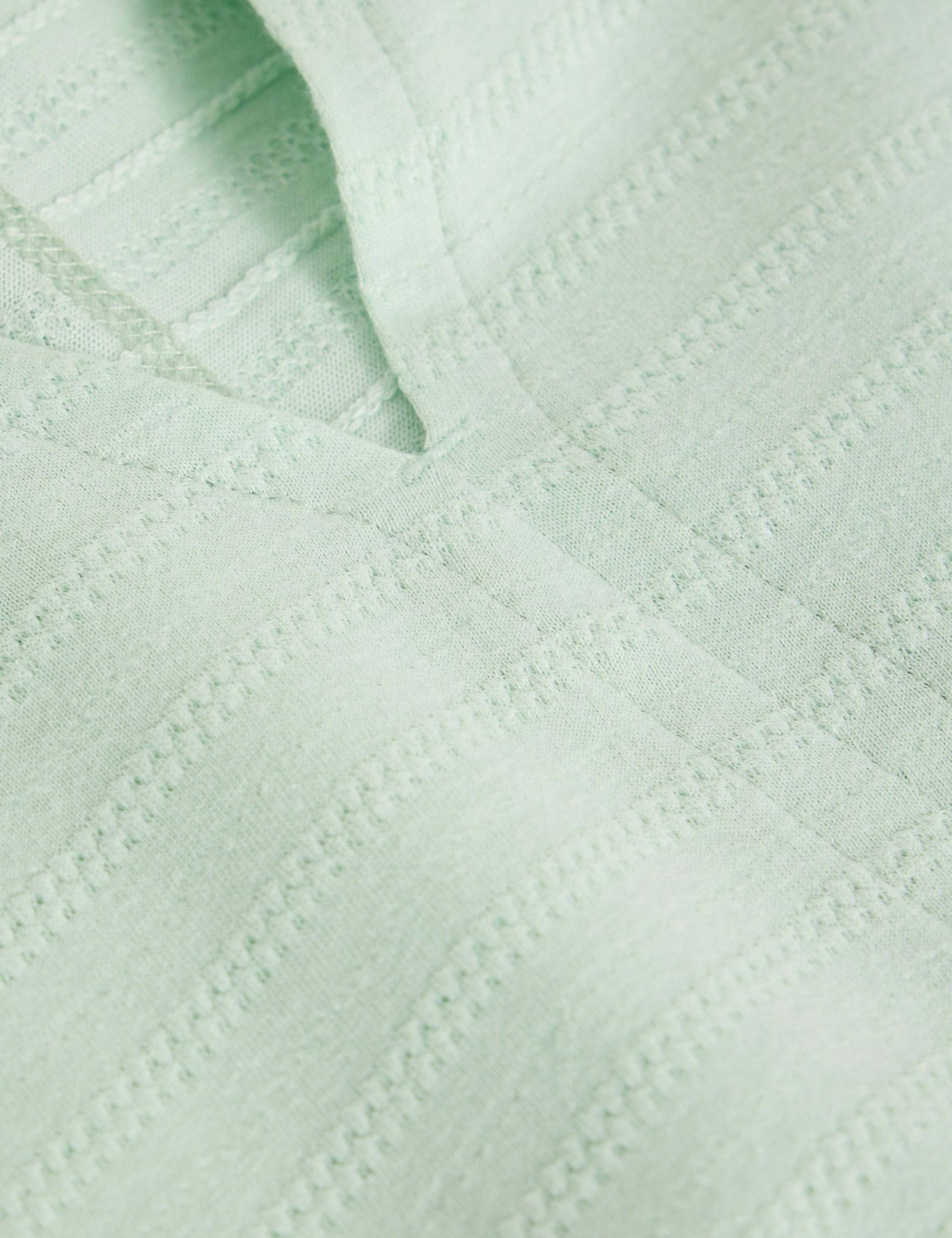 Pure Cotton Textured Notch Neck T-Shirt 4 of 6