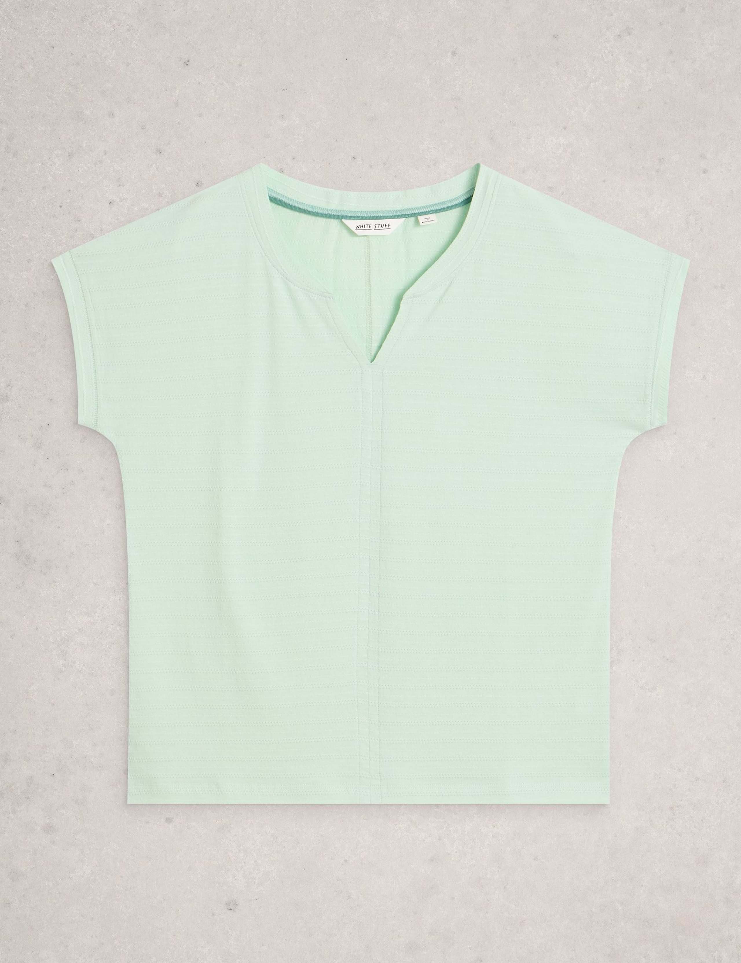 Pure Cotton Textured Notch Neck T-Shirt 2 of 6