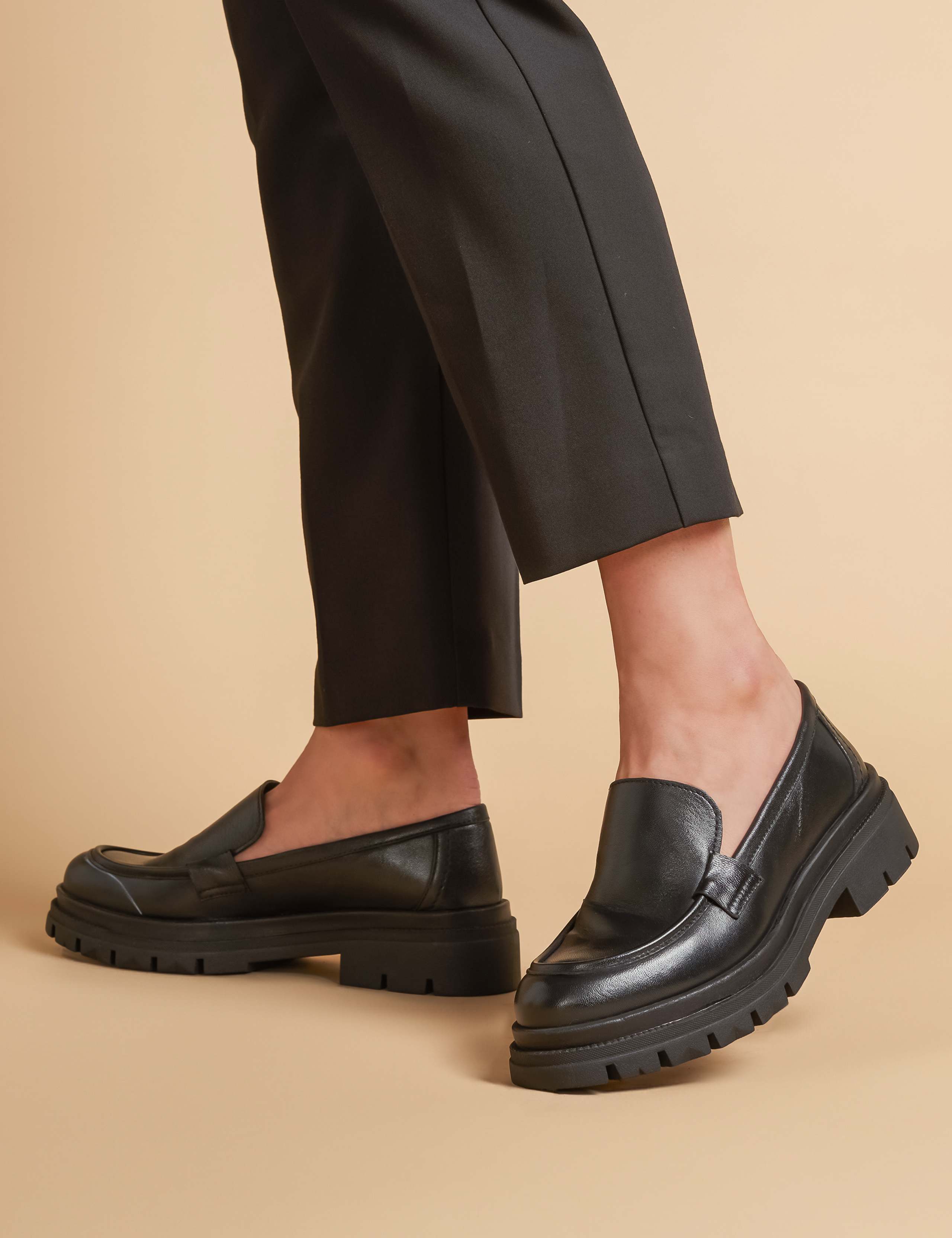 Leather Chunky Slip On Loafers 1 of 7