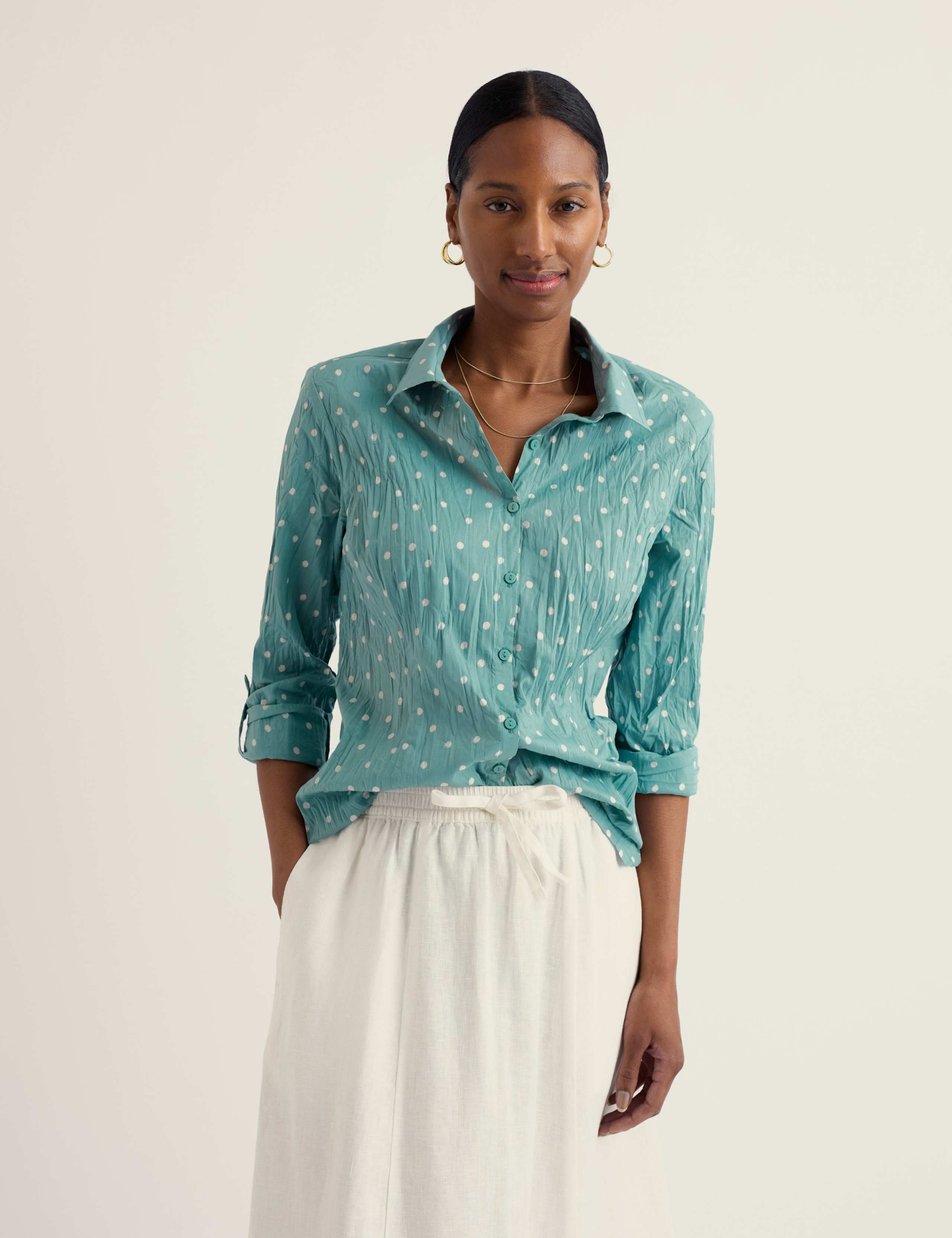 Pure Cotton Polka Dot Crinkle Shirt 3 of 6