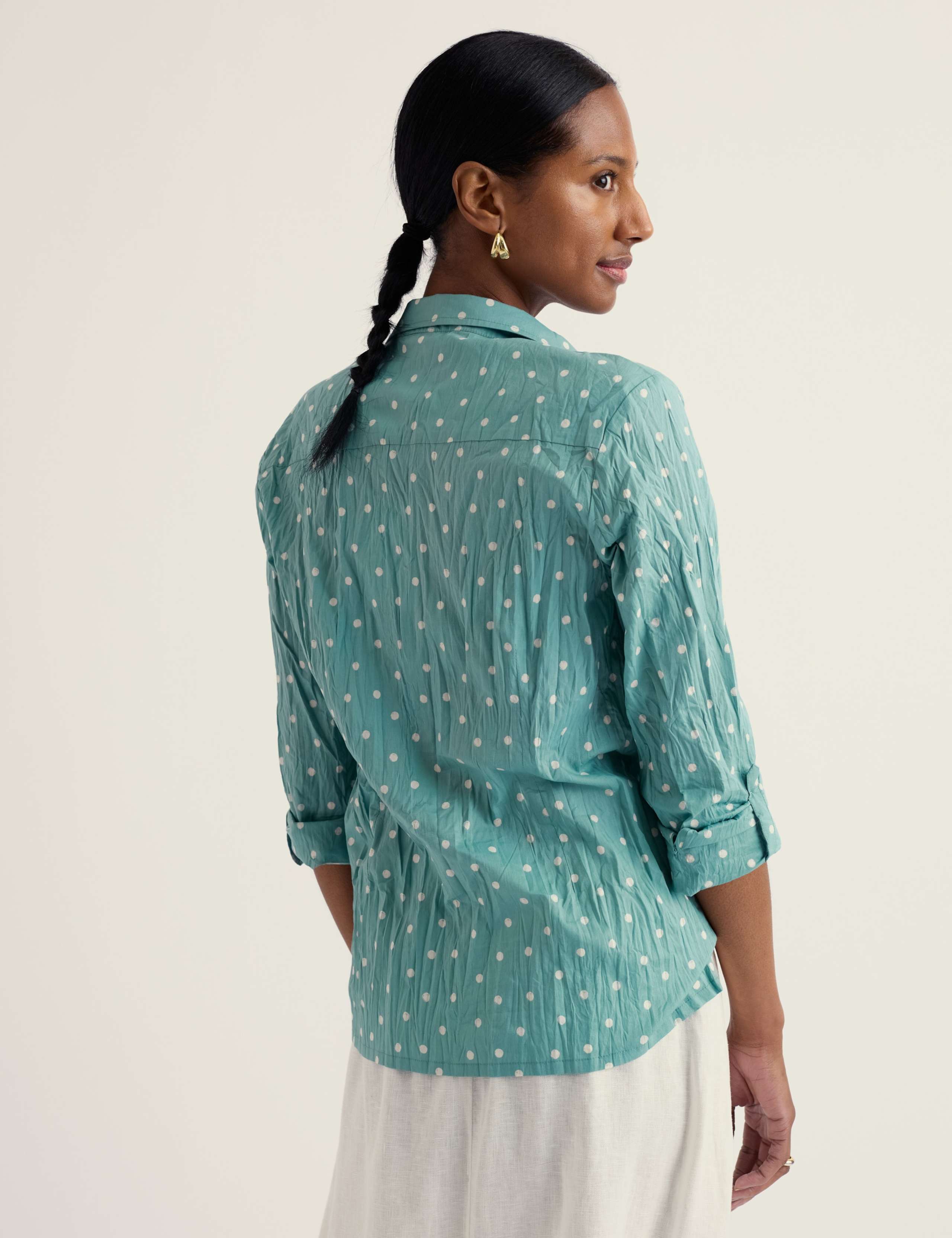 Pure Cotton Polka Dot Crinkle Shirt 4 of 6