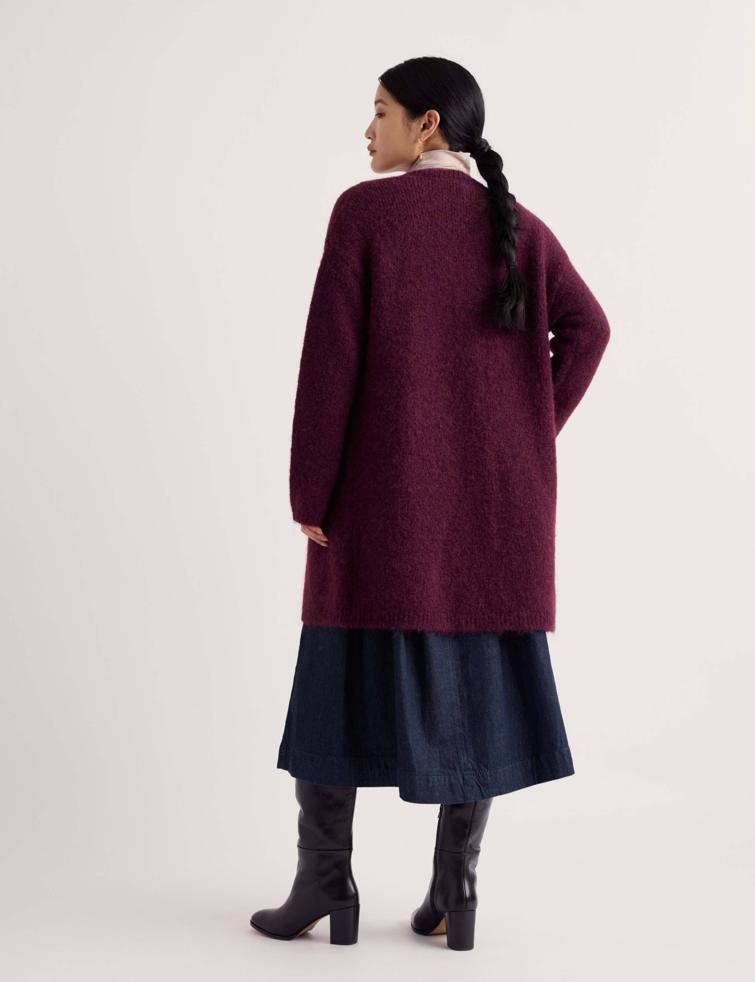 Textured Longline Cardigan with Wool & Mohair 4 of 5