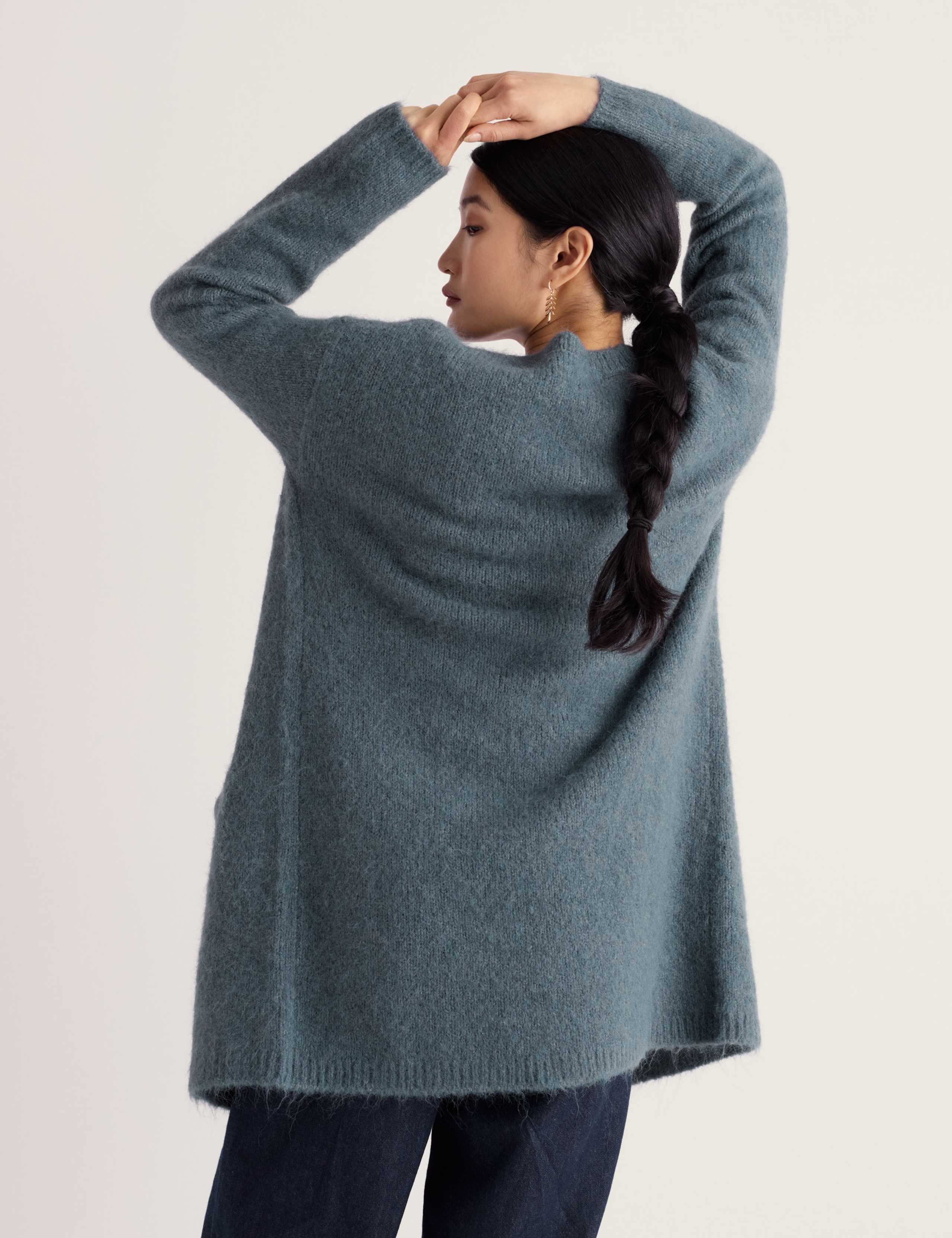 Textured Longline Cardigan with Wool & Mohair 5 of 5