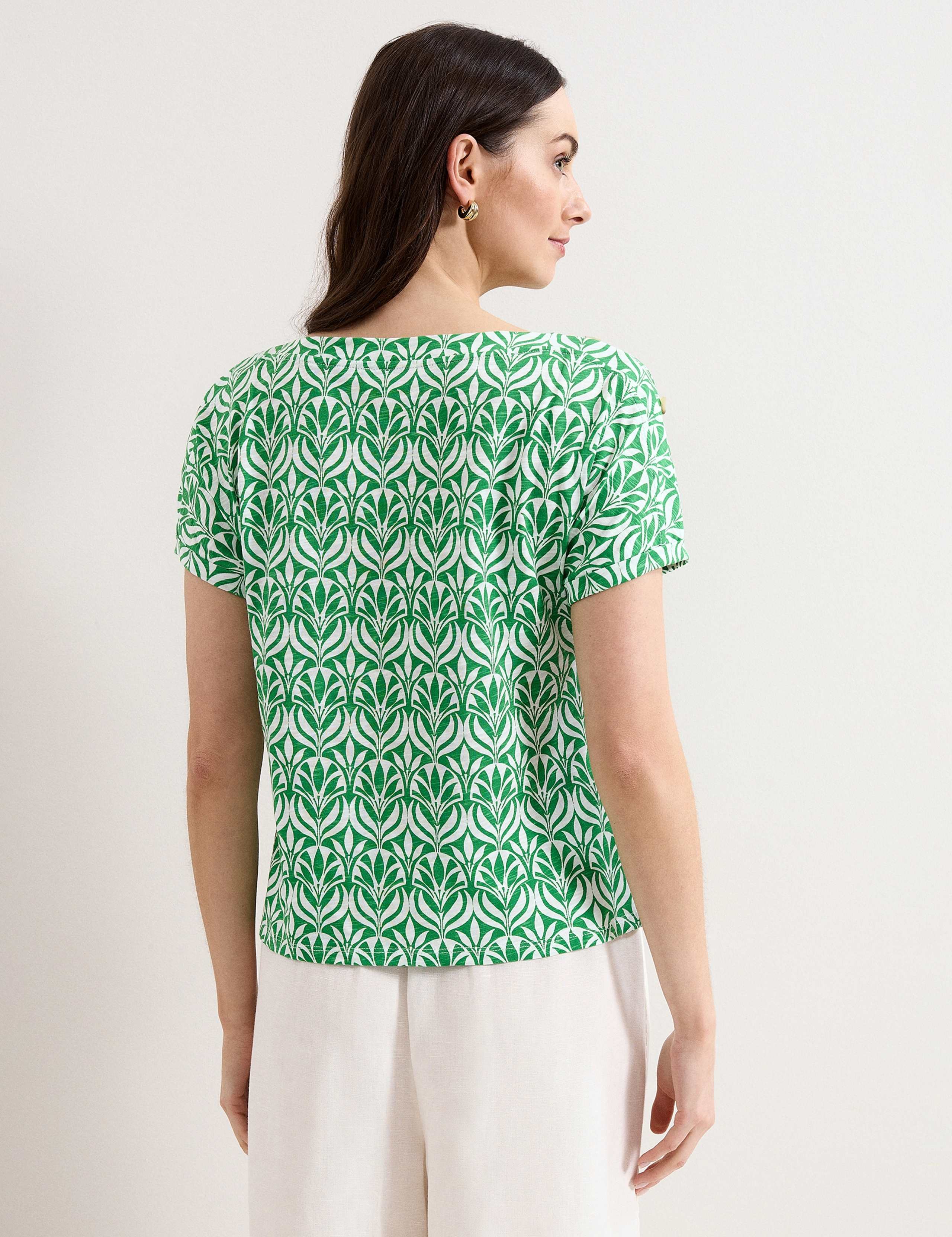 Pure Cotton Floral Button Detail Top 4 of 6