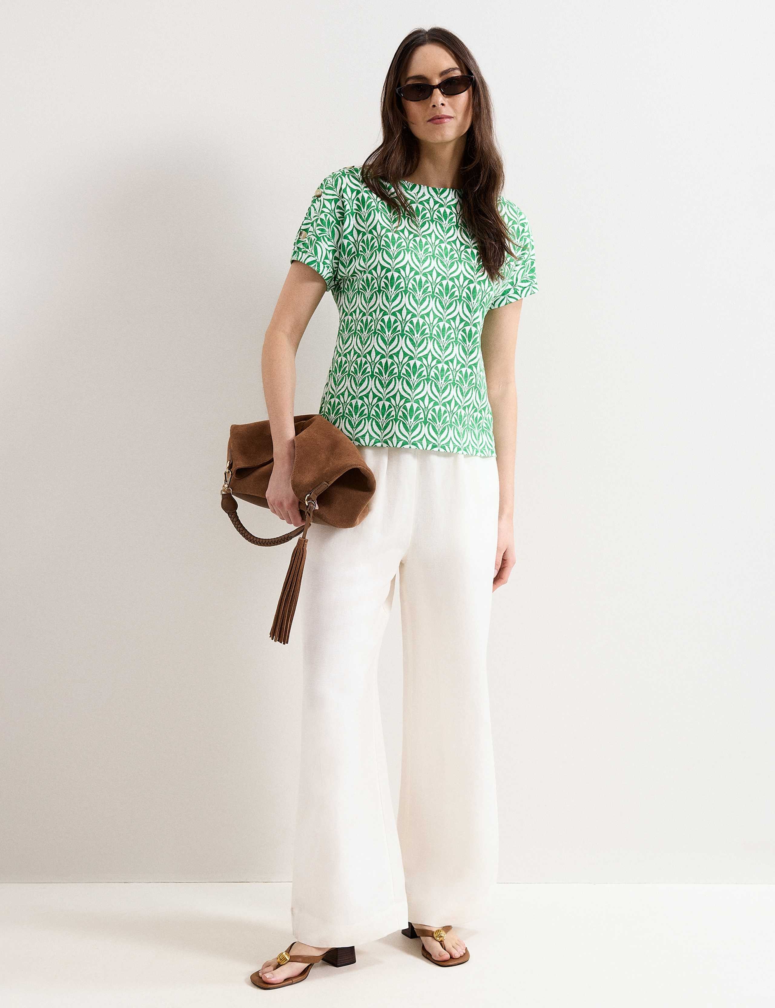 Pure Cotton Floral Button Detail Top 6 of 6