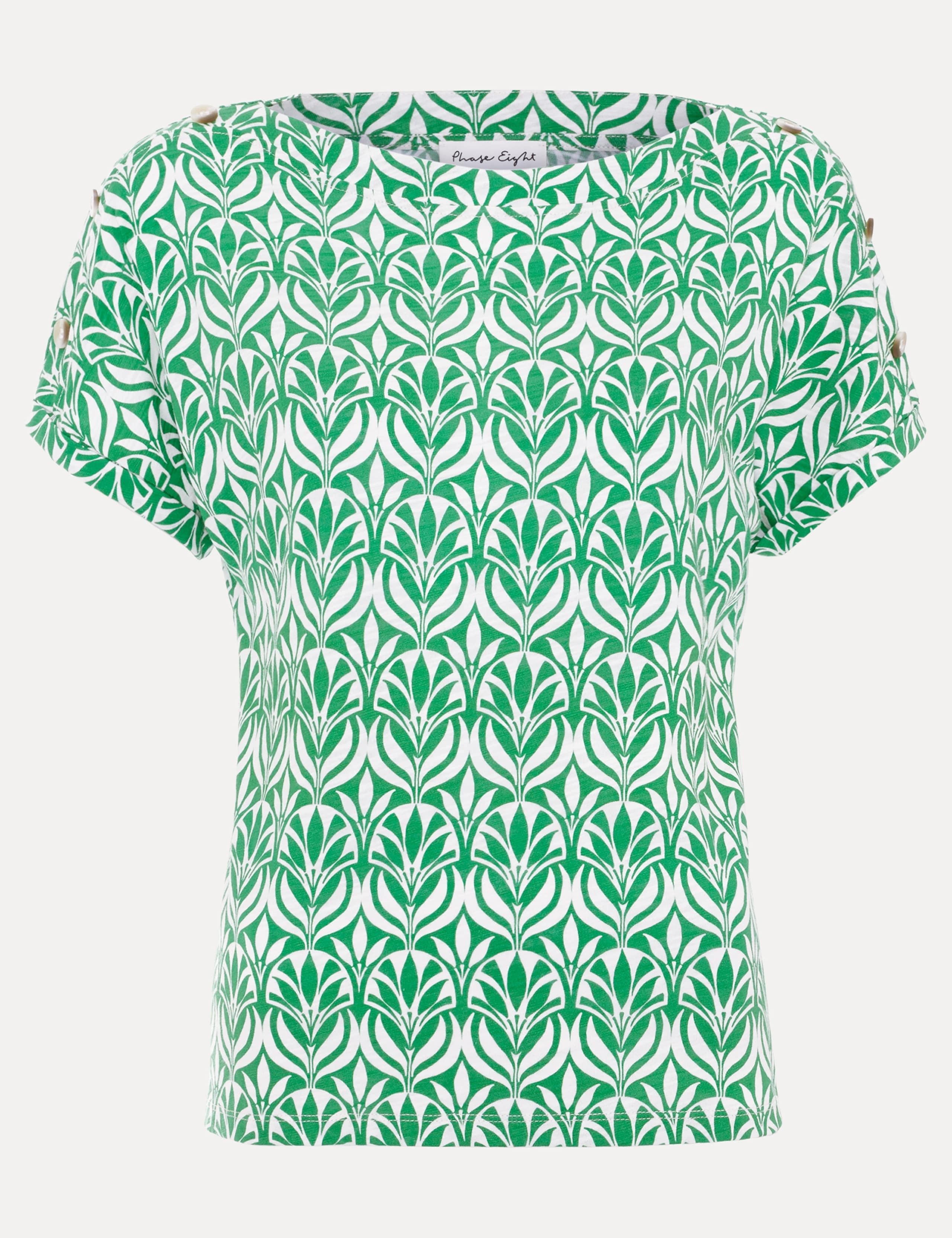 Pure Cotton Floral Button Detail Top 2 of 6
