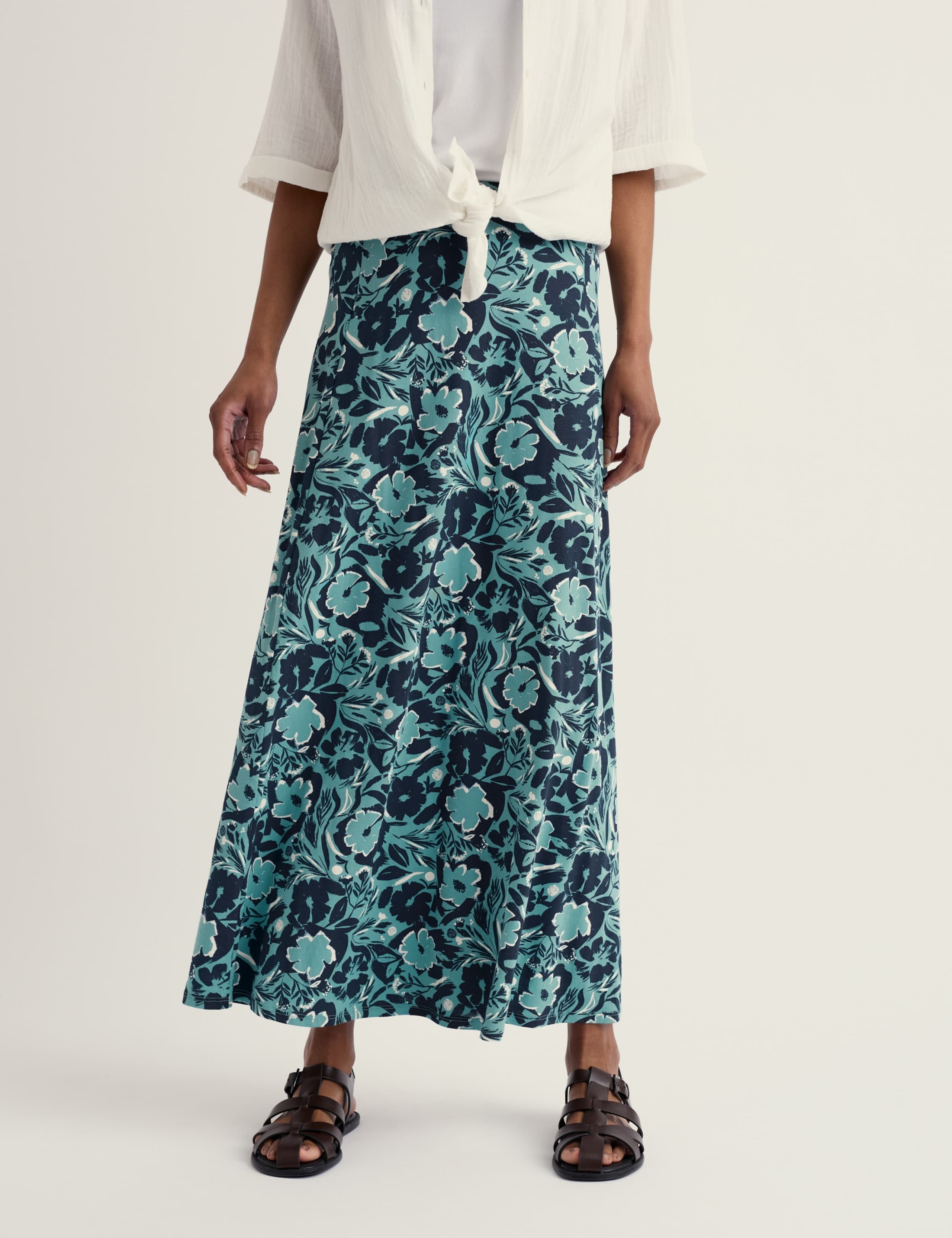 Cotton Rich Floral Midaxi A-Line Skirt 3 of 5