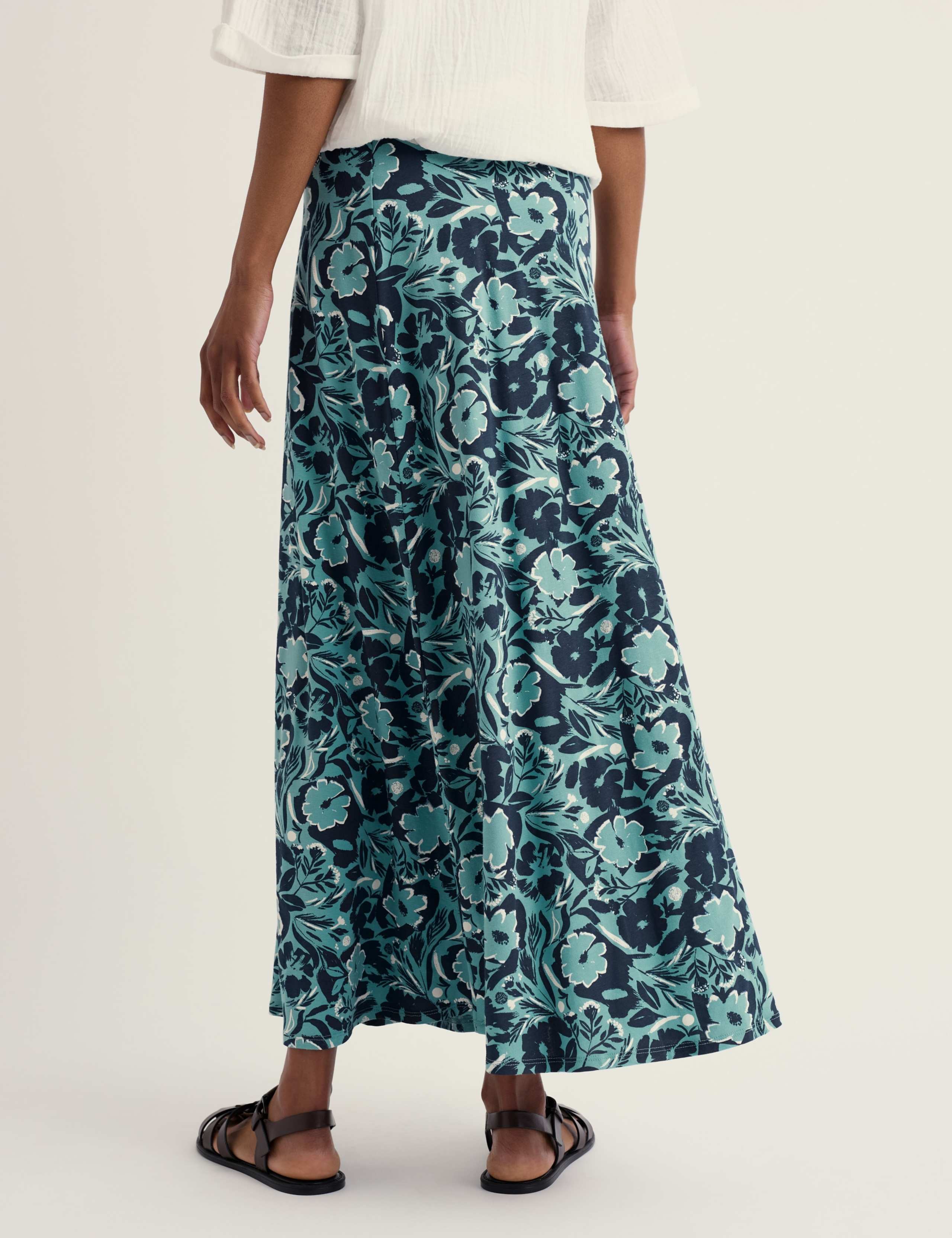 Cotton Rich Floral Midaxi A-Line Skirt 4 of 5