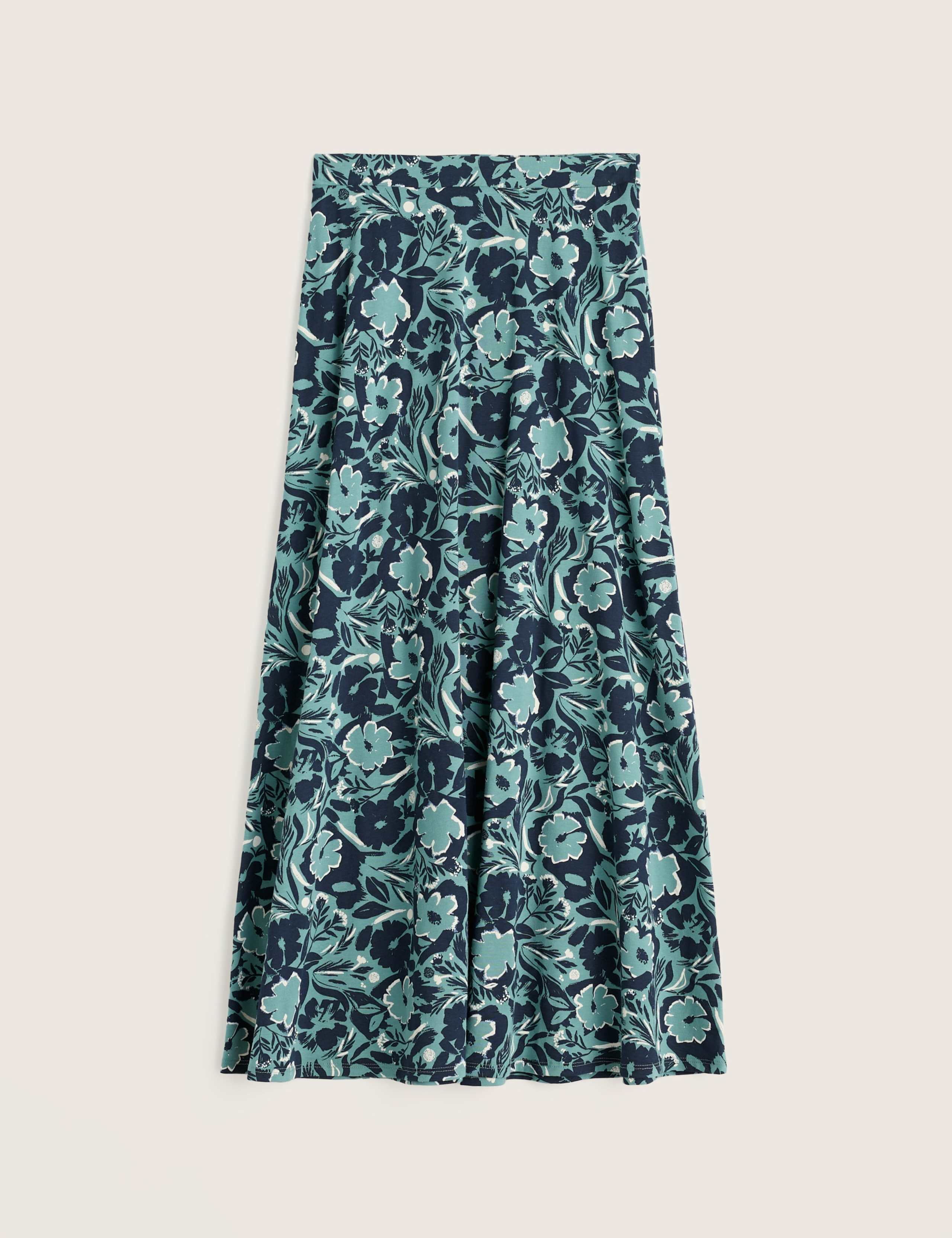 Cotton Rich Floral Midaxi A-Line Skirt 2 of 5