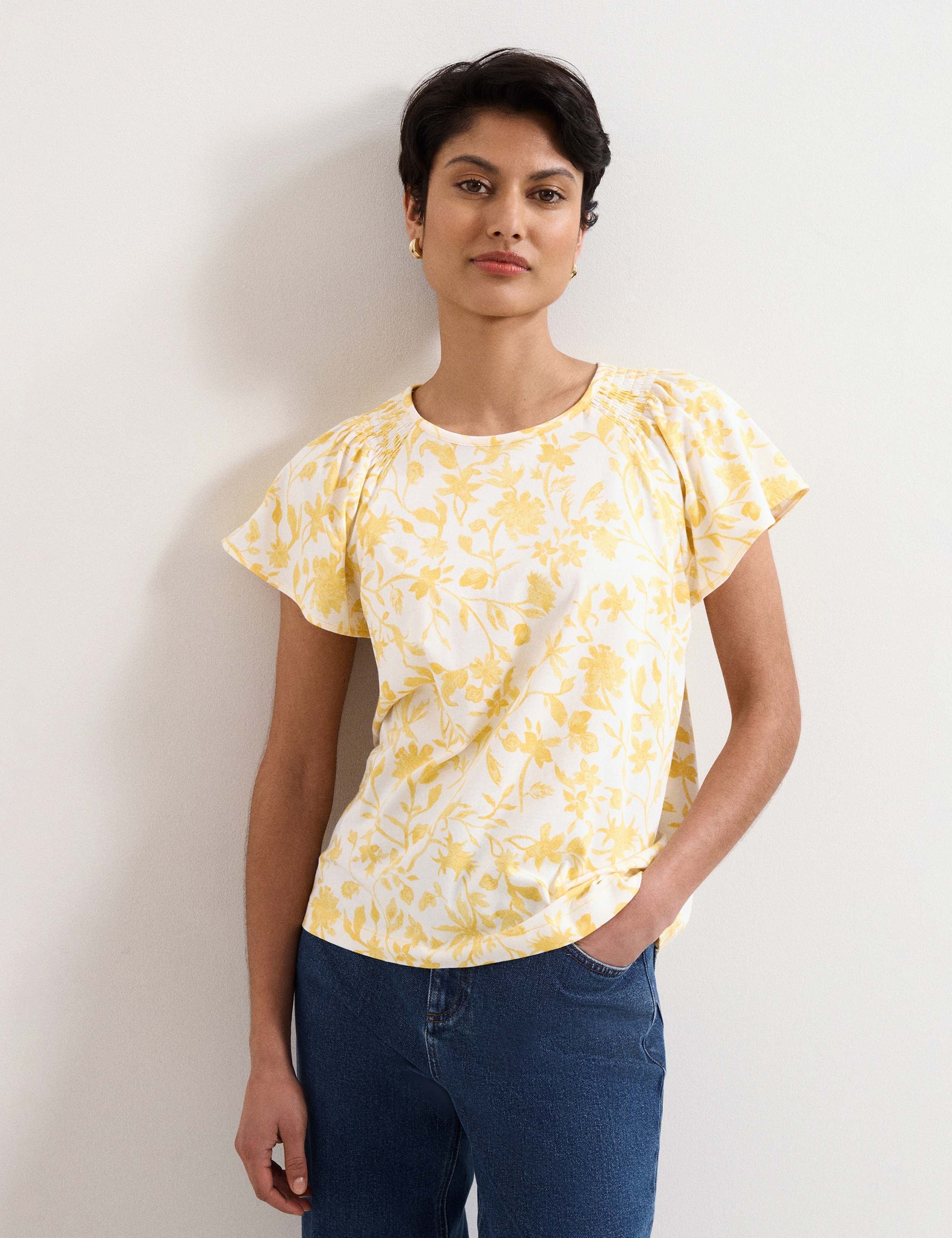 Jersey Floral Angel Sleeve Top 1 of 6