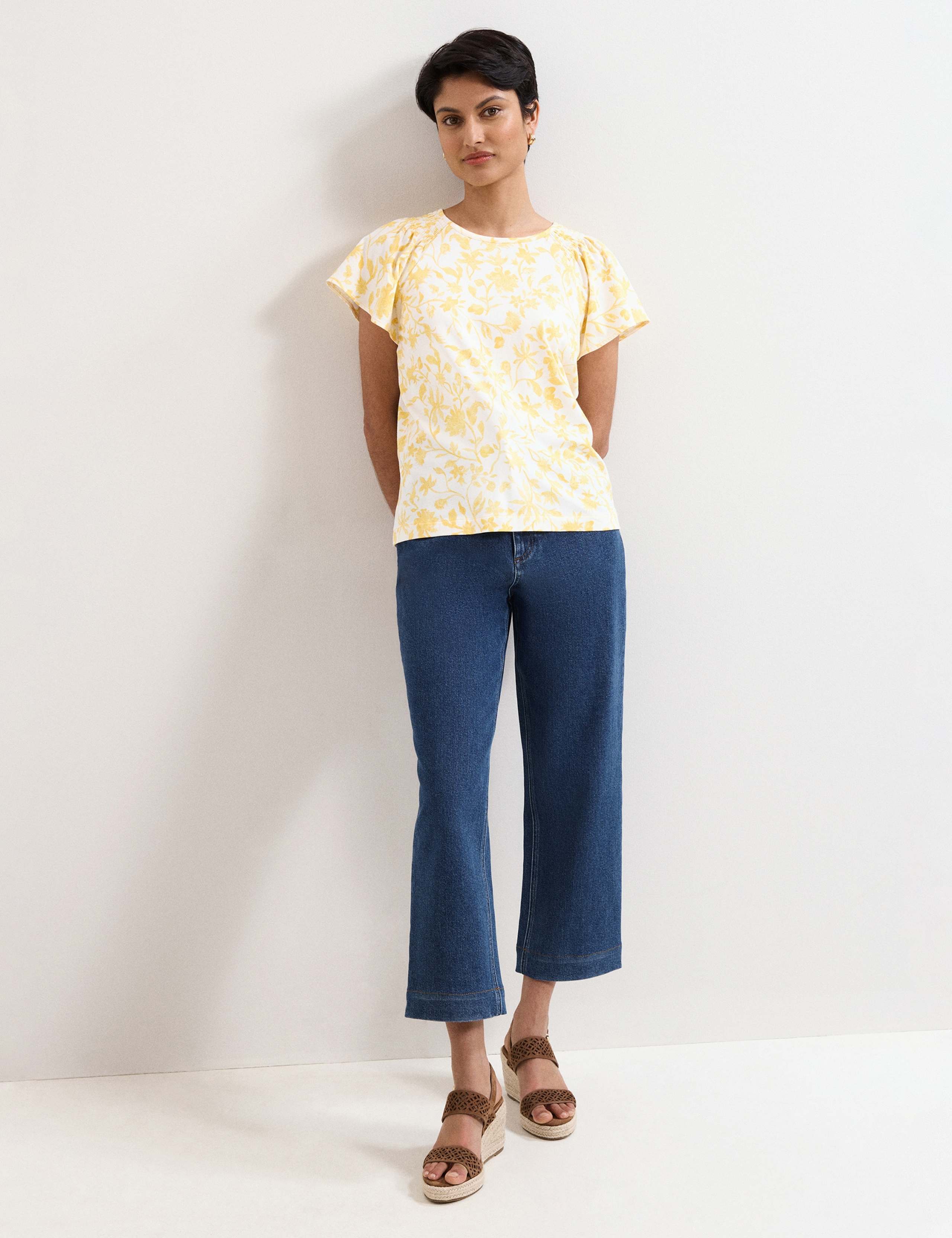 Jersey Floral Angel Sleeve Top 5 of 6