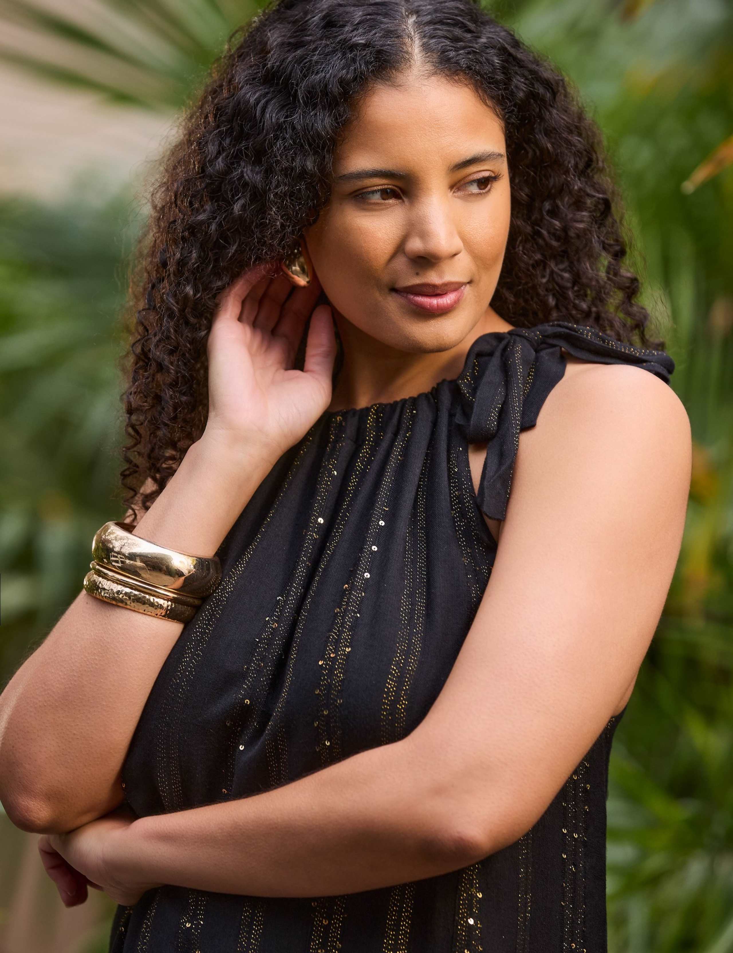 Metallic Halter Neck Maxi Tiered Dress 3 of 6