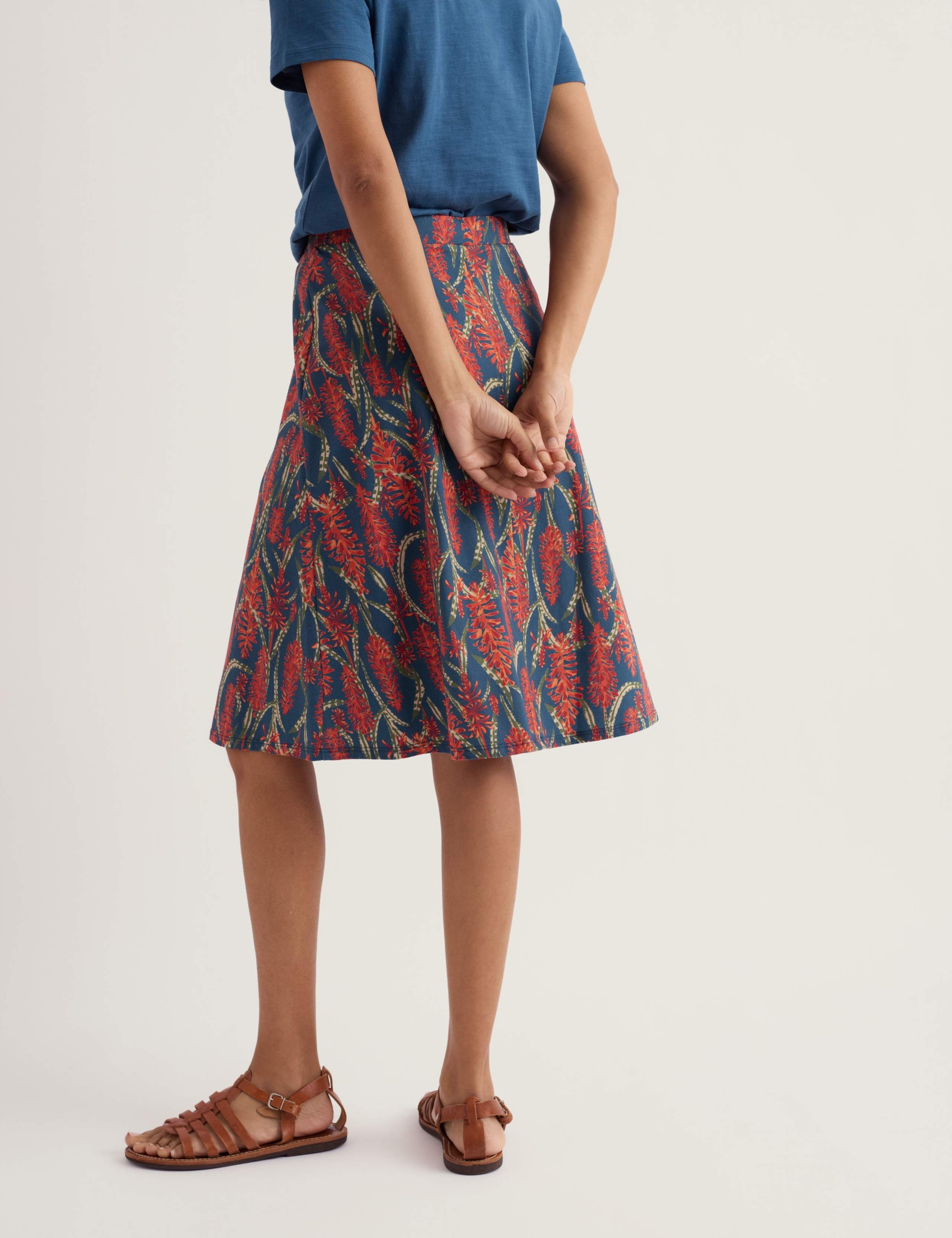 Cotton Rich Floral Knee Length A-Line Skirt 4 of 5