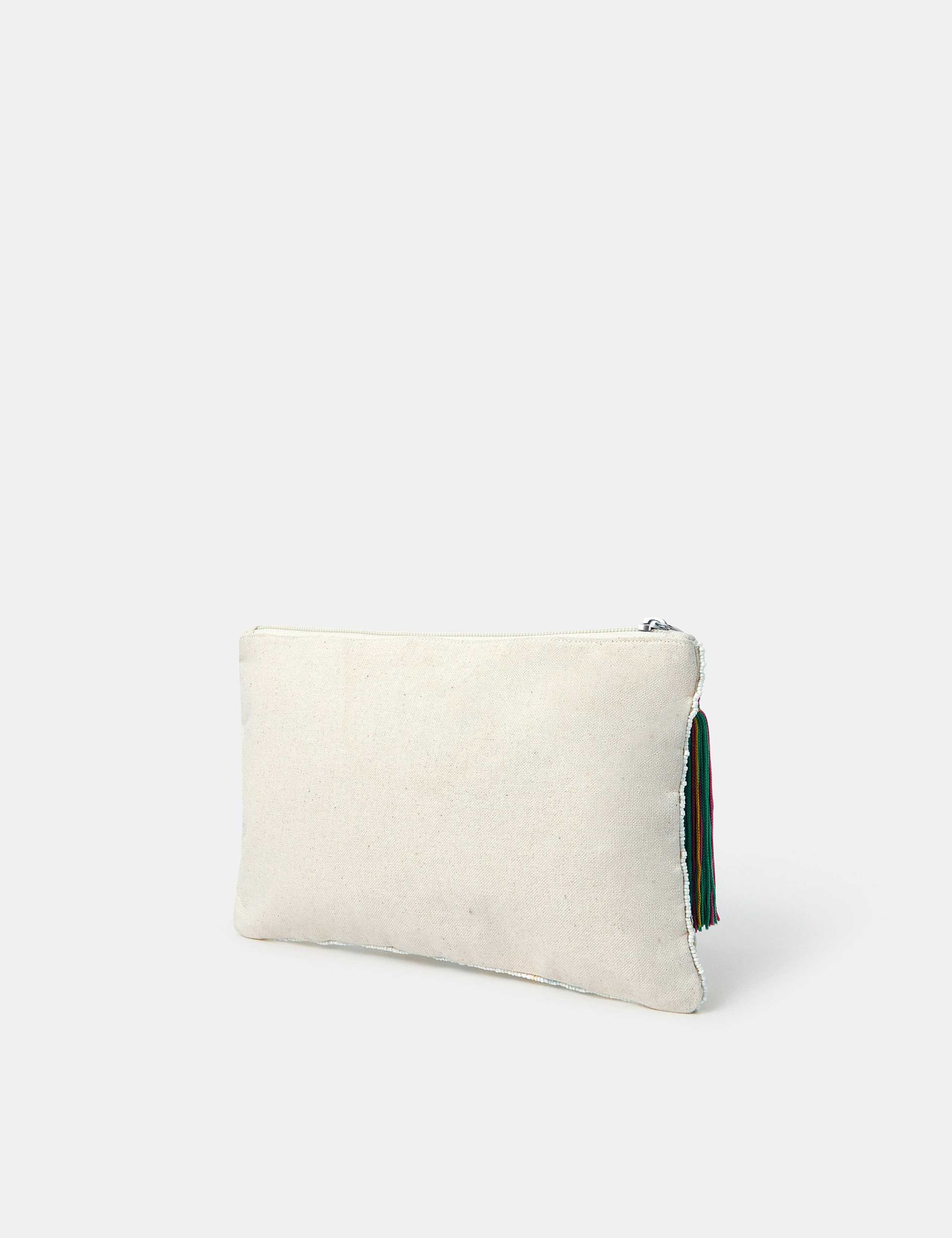 Pure Cotton Beaded Tassel Clutch Bag 2 of 4