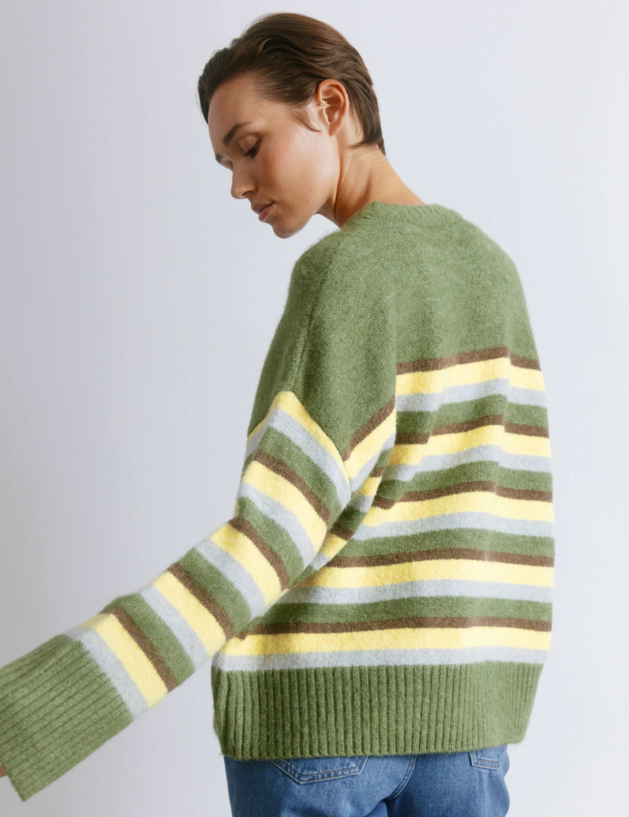 Ombre Striped Crew Neck Jumper with Wool 3 of 4