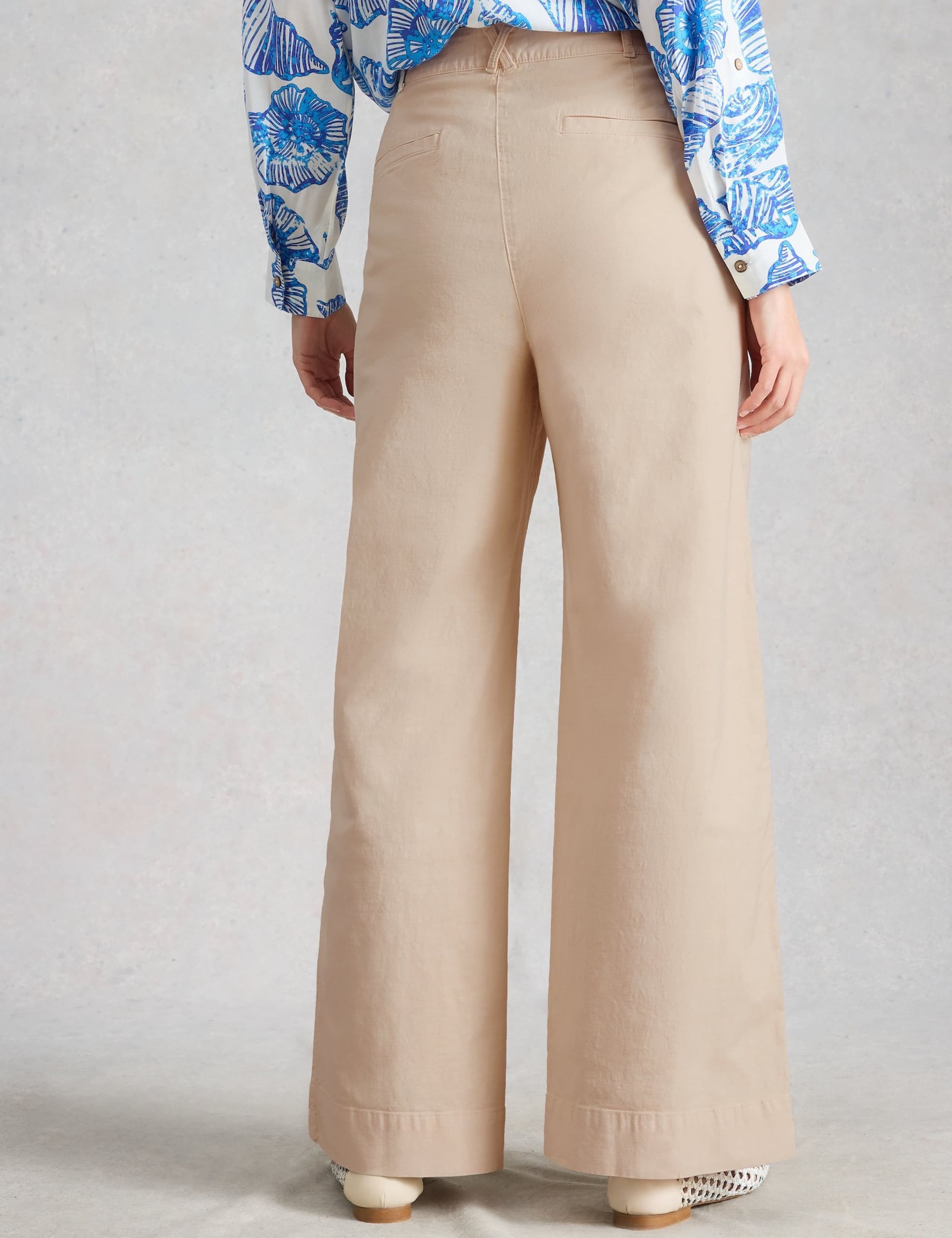 Cotton Rich Wide Leg Chinos with Linen 4 of 6