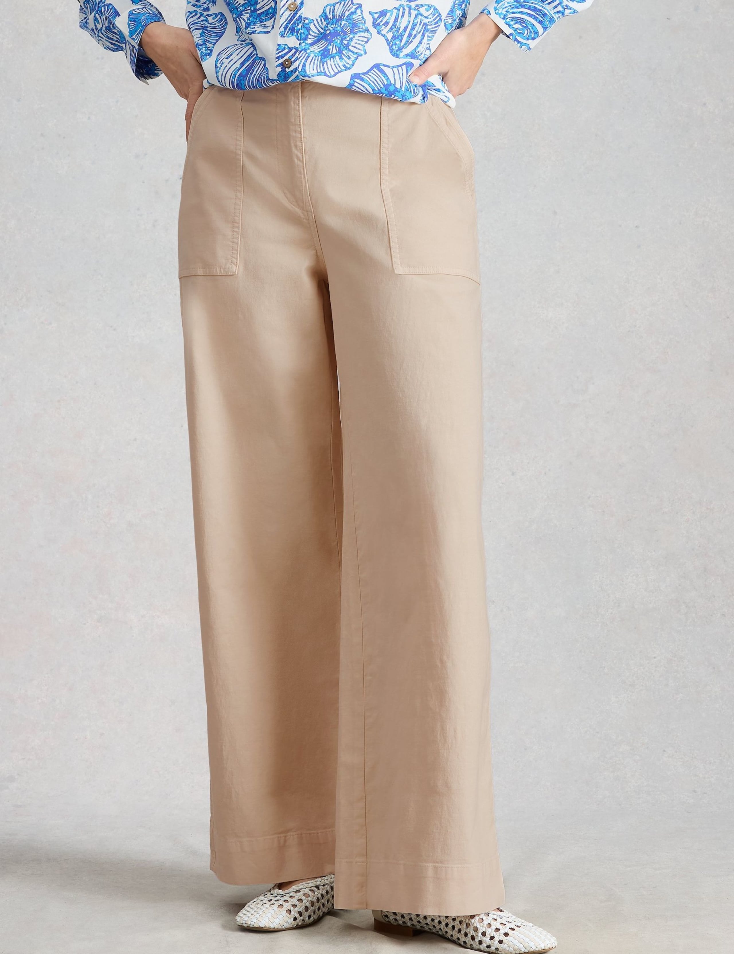Cotton Rich Wide Leg Chinos with Linen 5 of 6