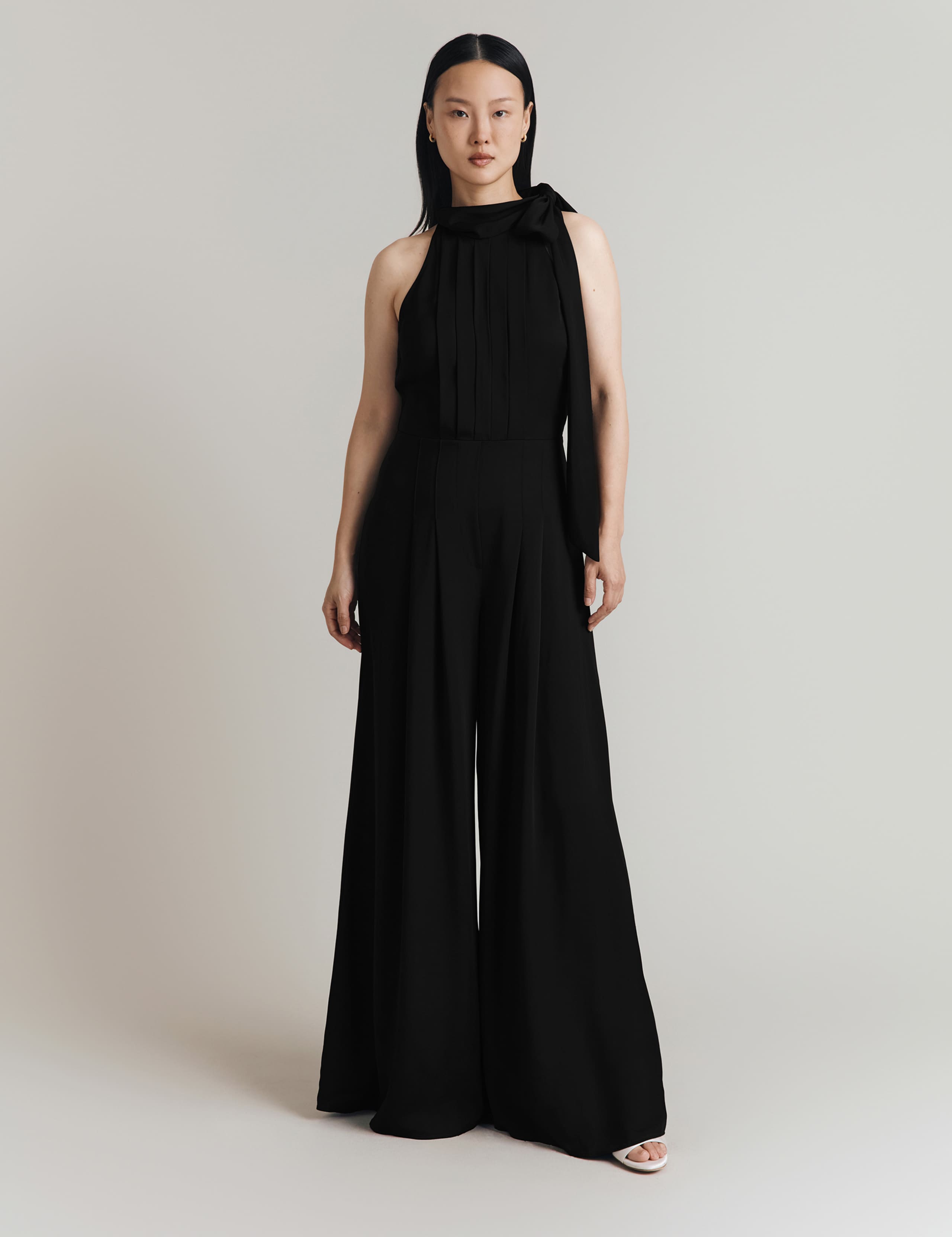 Crepe Tie Neck Wide Leg Jumpsuit 5 of 5