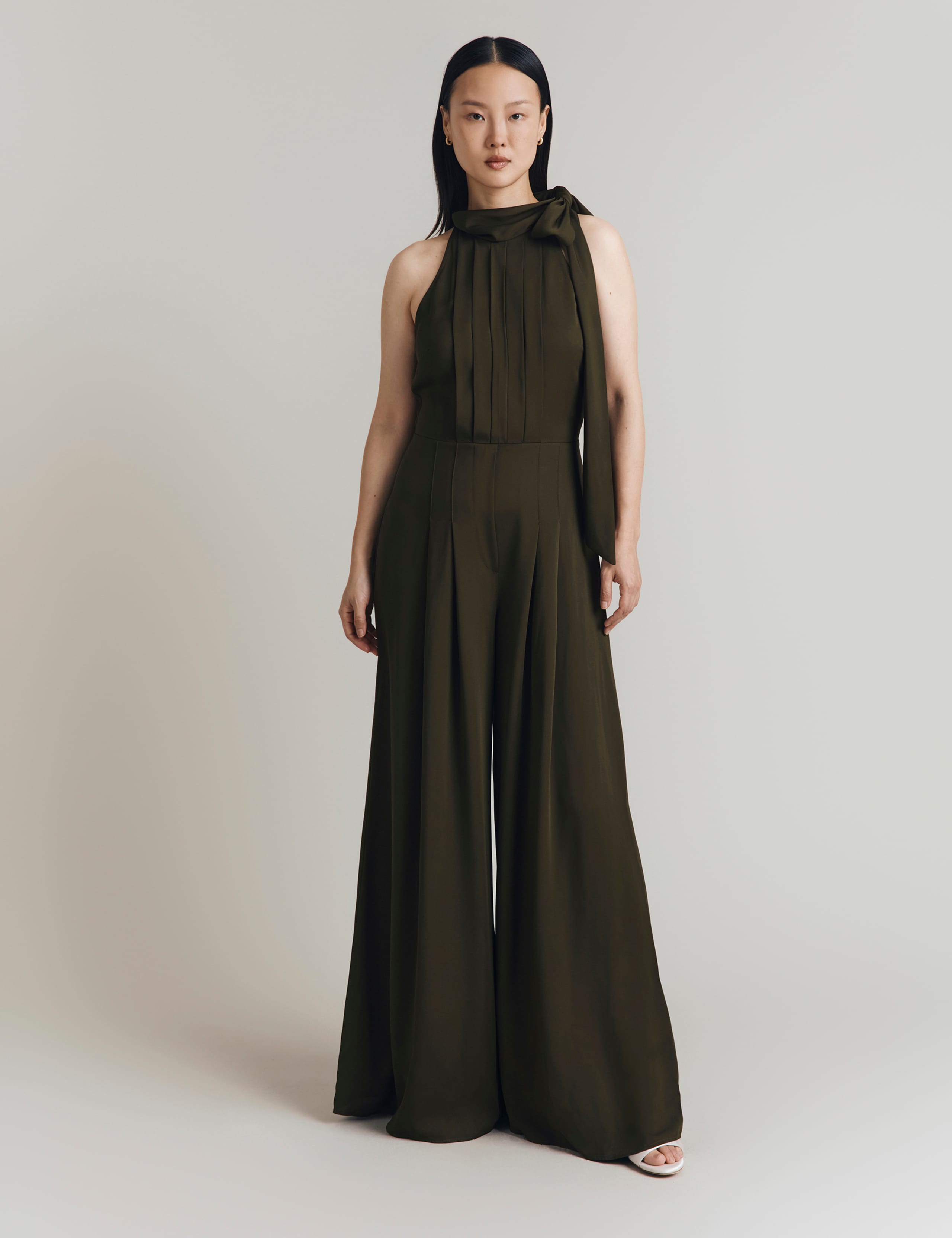 Crepe Tie Neck Sleeveless Jumpsuit 3 of 5