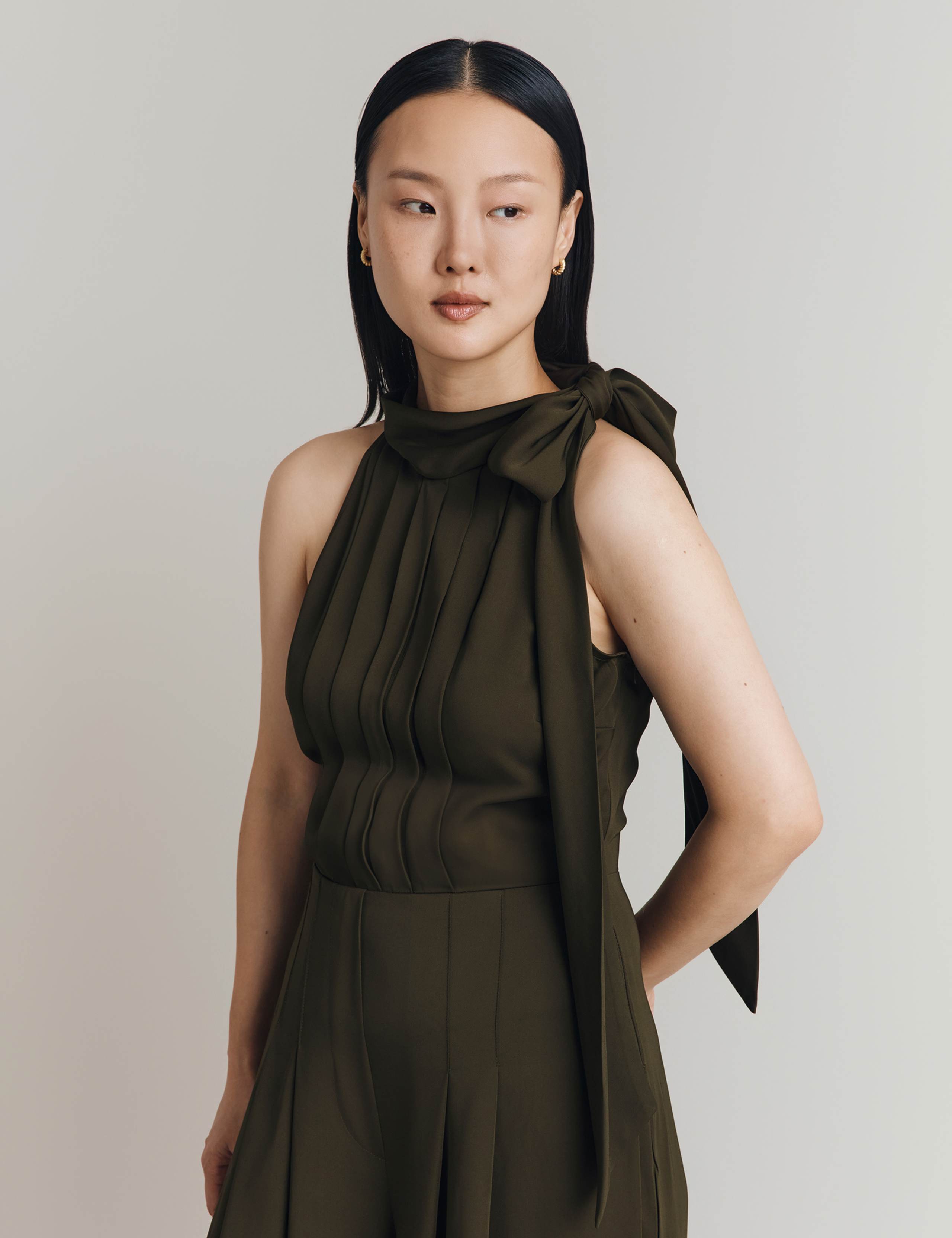 Crepe Tie Neck Sleeveless Jumpsuit 5 of 5