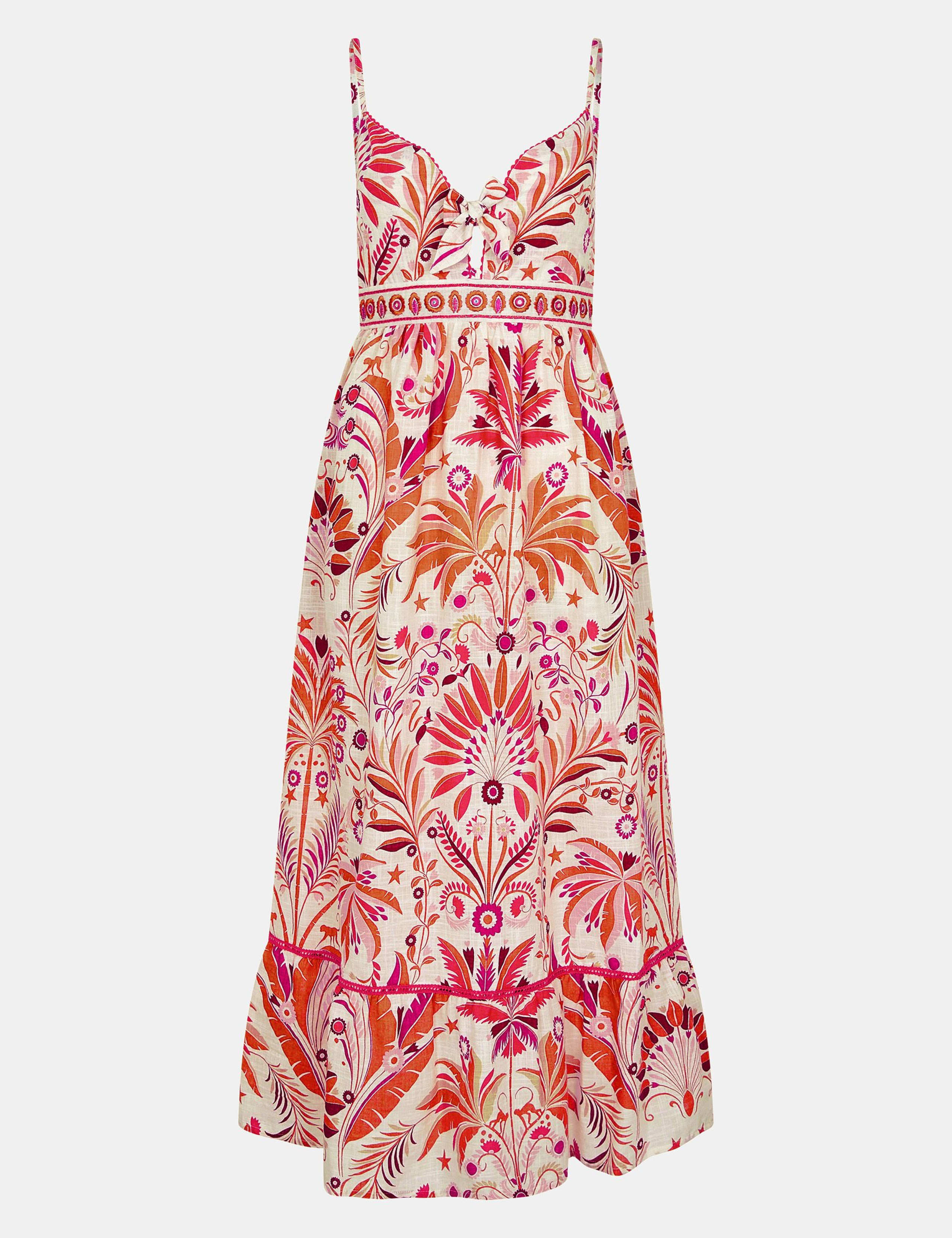 Pure Cotton Floral Tie Front Midi Slip Dress 2 of 4