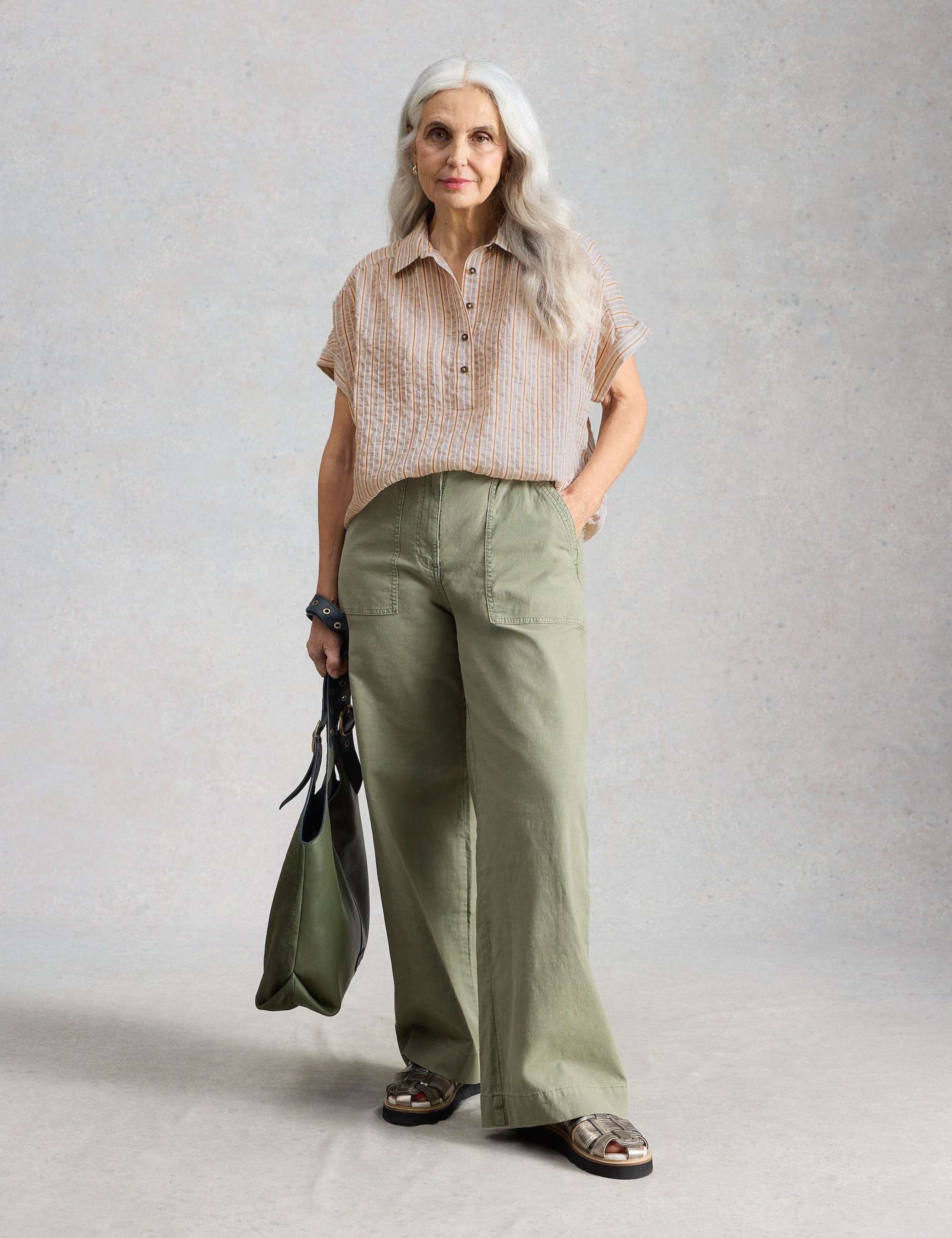 Striped Collared Popover Shirt with Cotton 4 of 6